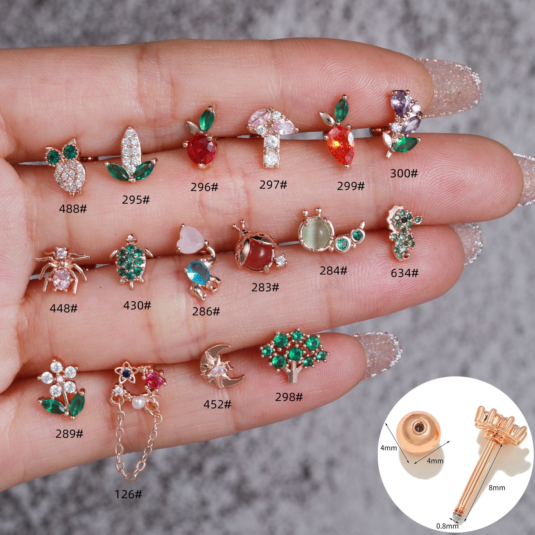 20G Cute Fruits Conch Stud Helix Stud Earrings for Women | EGD0488 | Perfect for Everyday Wear, Parties, and Gifts