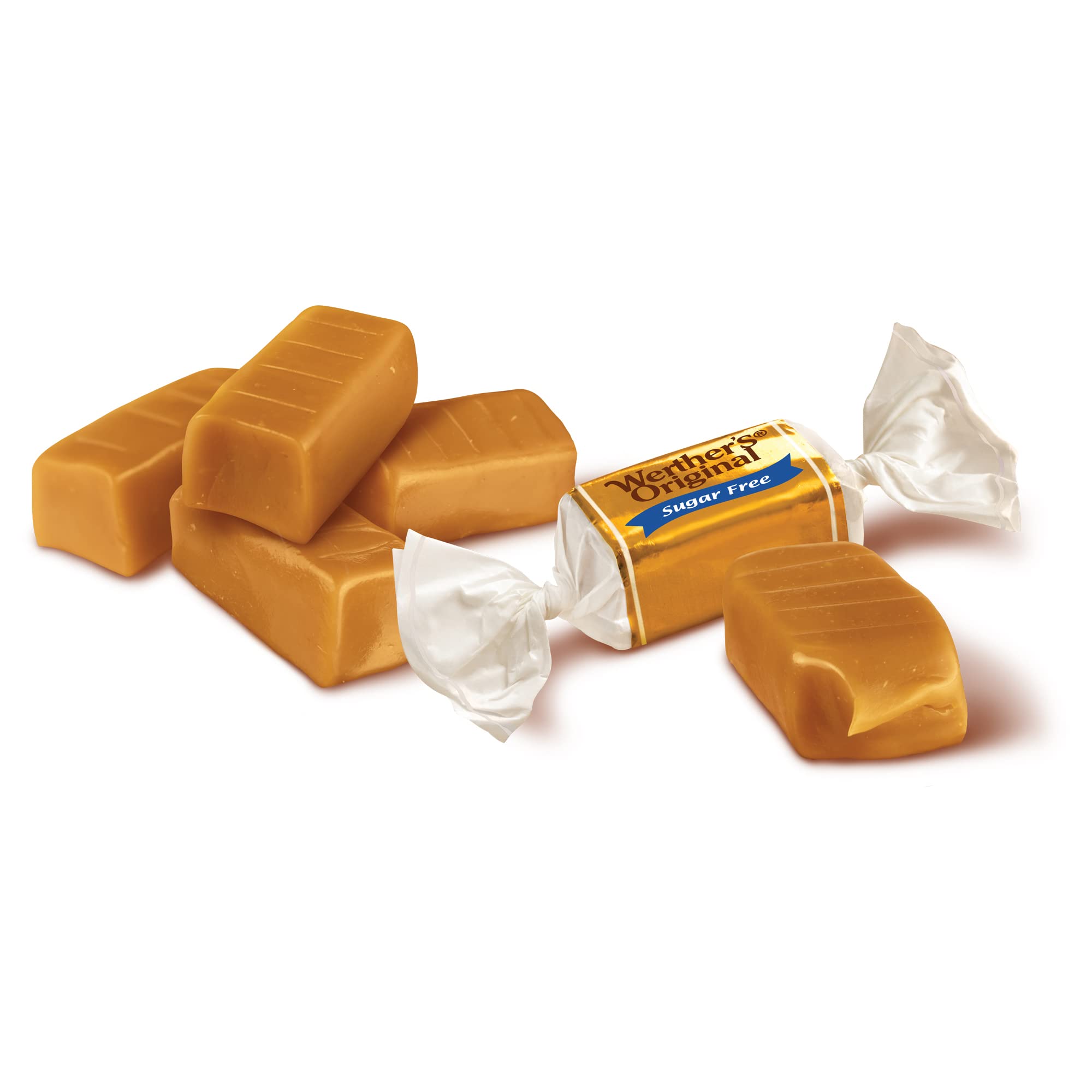 Werther's Original Sugar Free Chewy Caramel Candy - 1.46 Oz Bags (Pack of 12) | Low Calorie Sweet Treat for Diabetics, Keto Diet & Office Snacking