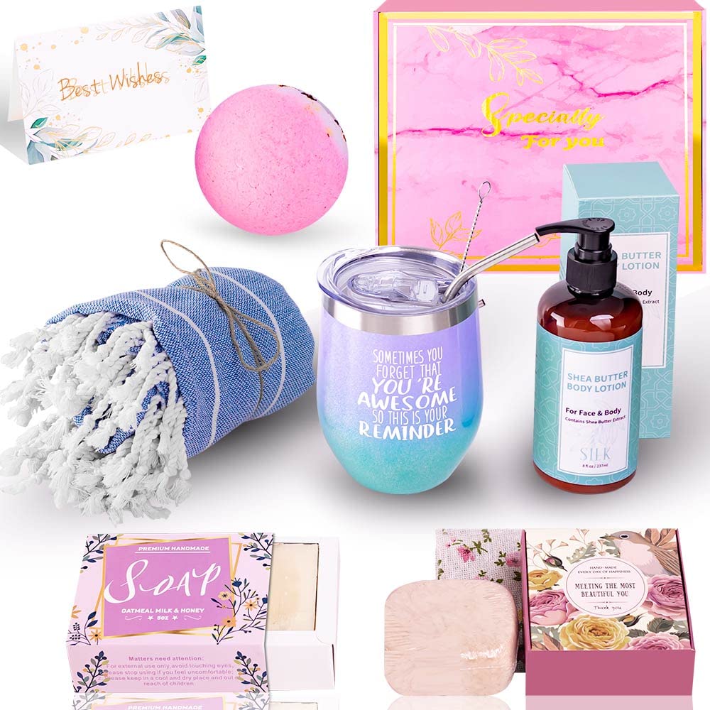 Best Relaxing Spa Gift Box for Women - Birthday Gifts for Wife, Mom, Sister, Girlfriend, Daughter & Best Friend - Luxury Self-Care Present with Glitter Gradation - Perfect for Mother's Day, Anniversary & Special Occasions