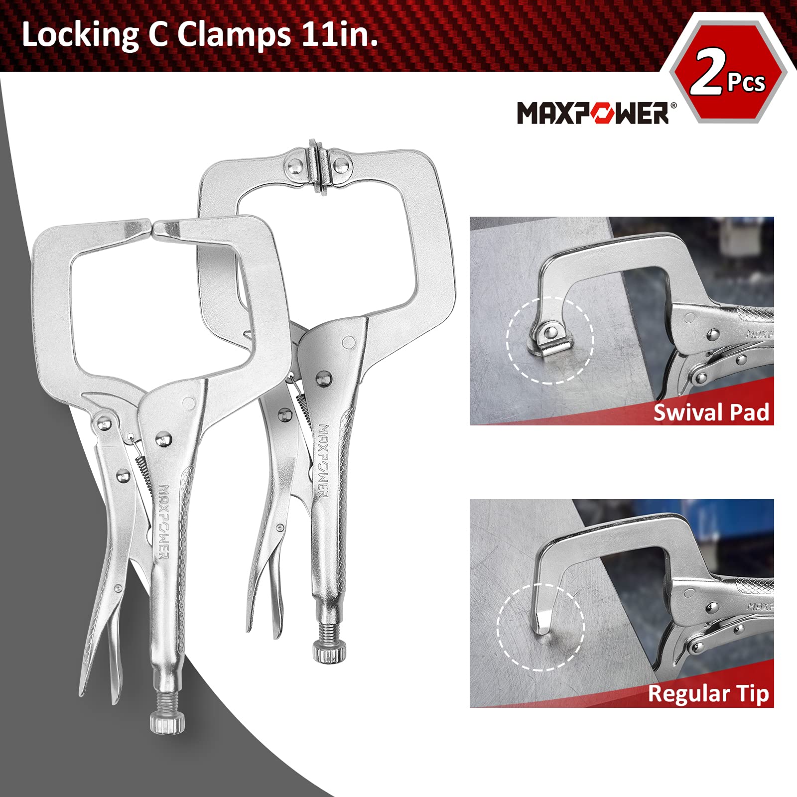 MAXPOWER 15-Piece Locking Pliers Set - Includes C-Clamps, Long Nose, Pinch Off, Sheet Metal Clamp & U-Shaped Pliers with Durable Tool Bag - Perfect for DIY Projects, Automotive Repairs, Metalworking & Home Improvement