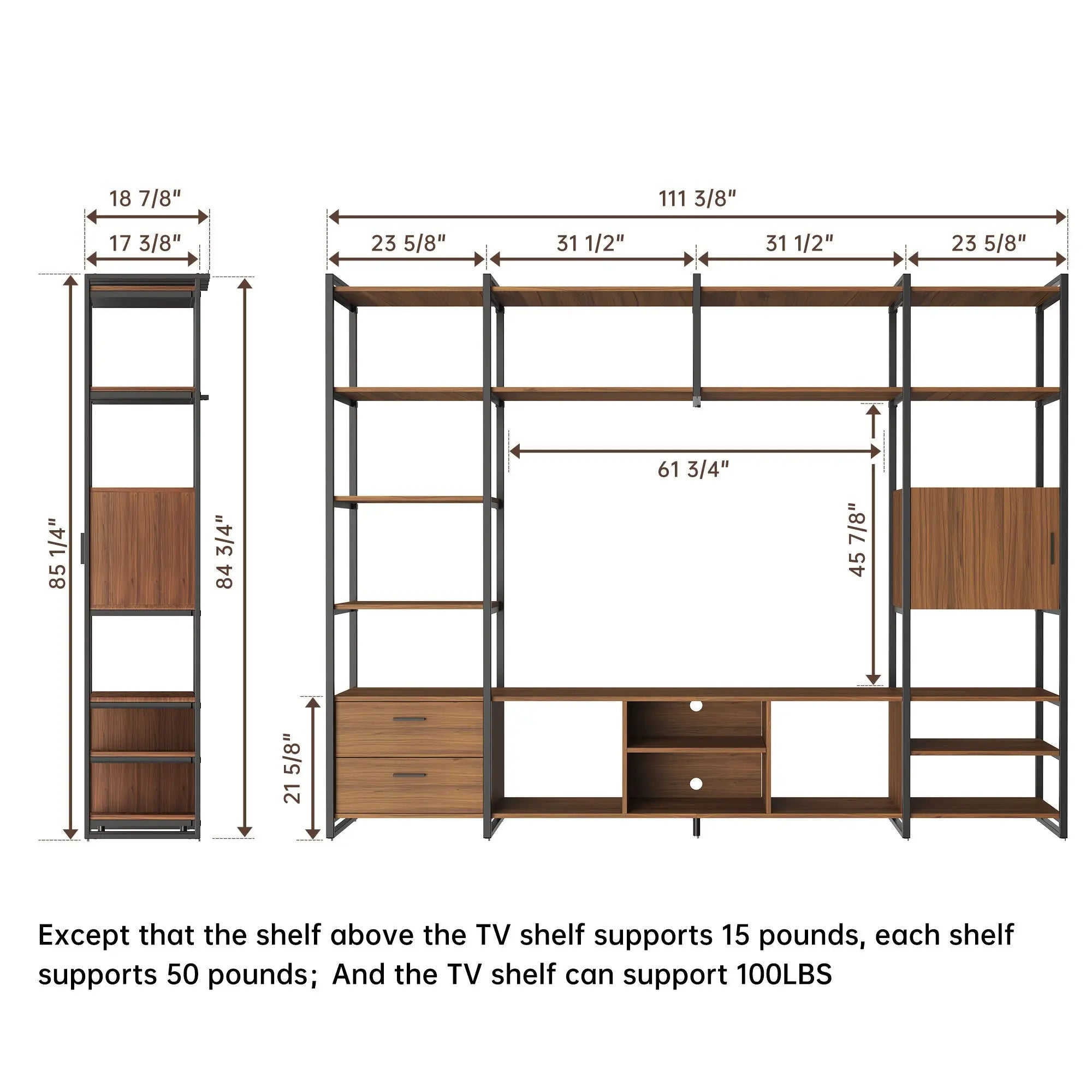 Modern Sonoma TV Stand with Storage Cabinet & Bookshelves - Perfect for Living Room, Home Theater & Entertainment Centers