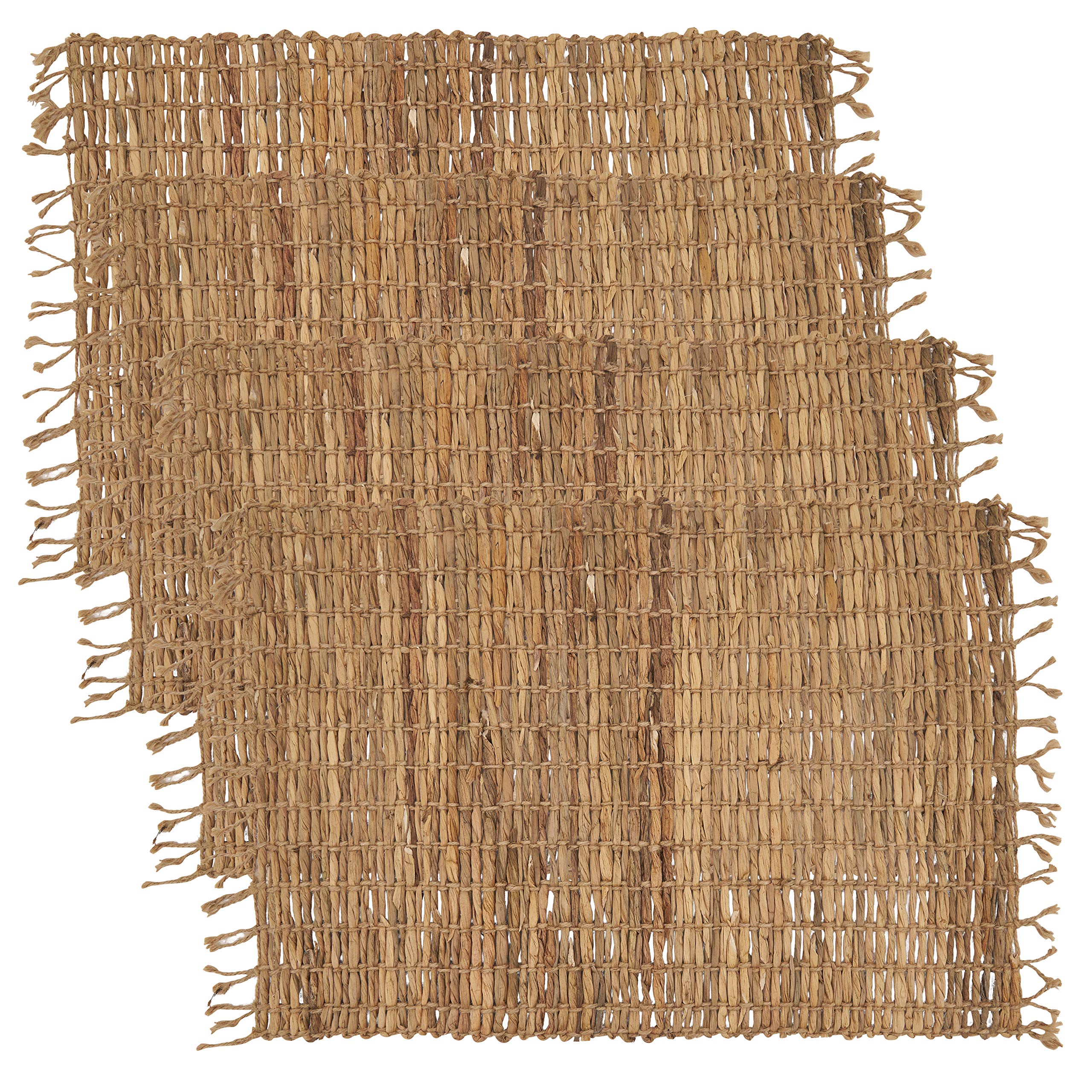 Eco-Friendly Water Hyacinth Placemats Set of 4 - Natural Woven Round Table Mats for Dining, Kitchen, Patio & Outdoor Decor
