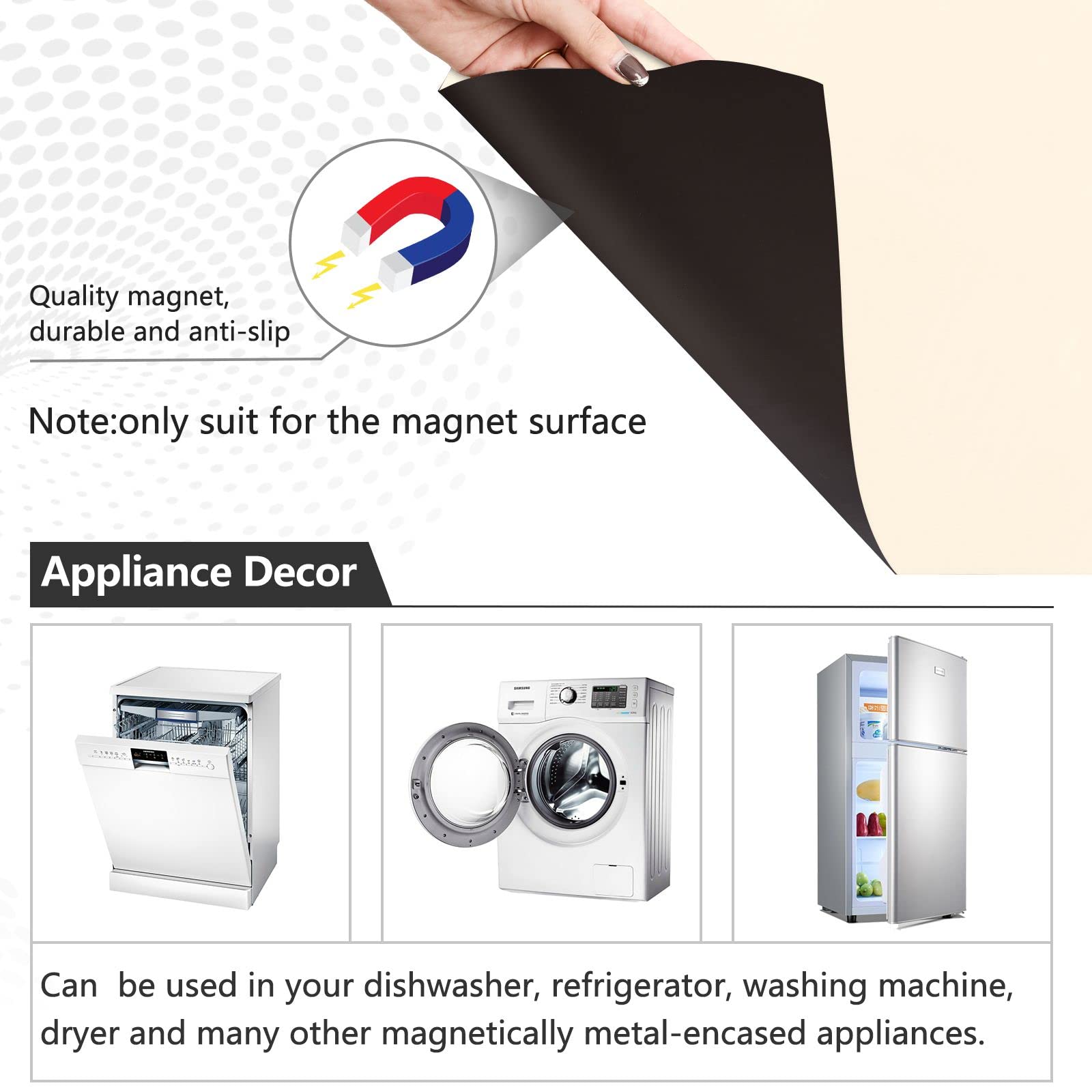 Bisque Magnetic Dishwasher Cover - Decorative Sticker Panel for Dishwasher & Fridge - Waterproof Kitchen Decoration - Perfect for Home, Apartment & RV Use