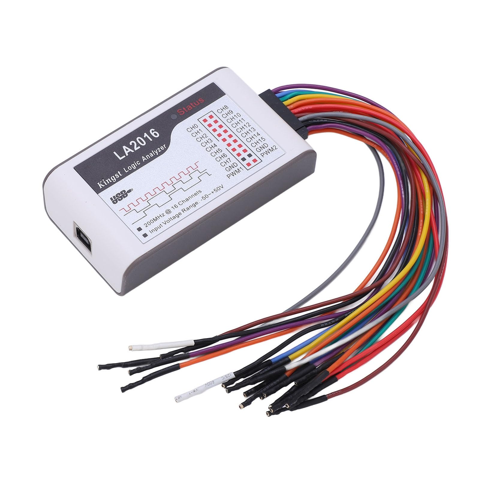 16-Channel LA2016 USB Logic Analyzer - 200MS/s Sampling Rate, ±50V Adjustable Threshold for Electronics Testing | Ideal for Circuit Debugging, Embedded Systems & DIY Projects