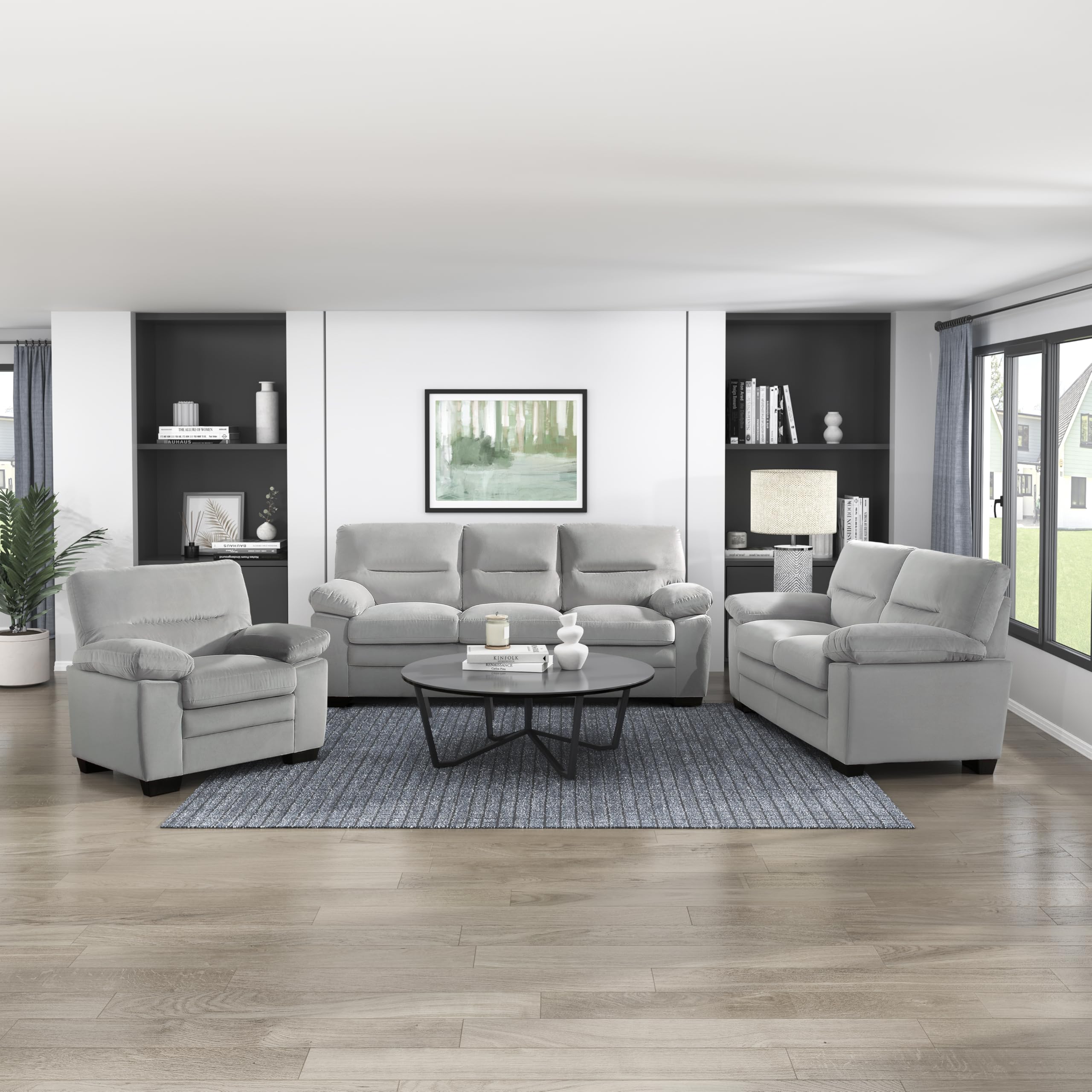 Lexicon Single Sofa Chair - Modern Upholstered Accent Armchair for Living Room, Bedroom, Office & Waiting Room - Comfortable Lounge Chair in Gray - Perfect for Reading Nooks, Home Theaters & Reception Areas