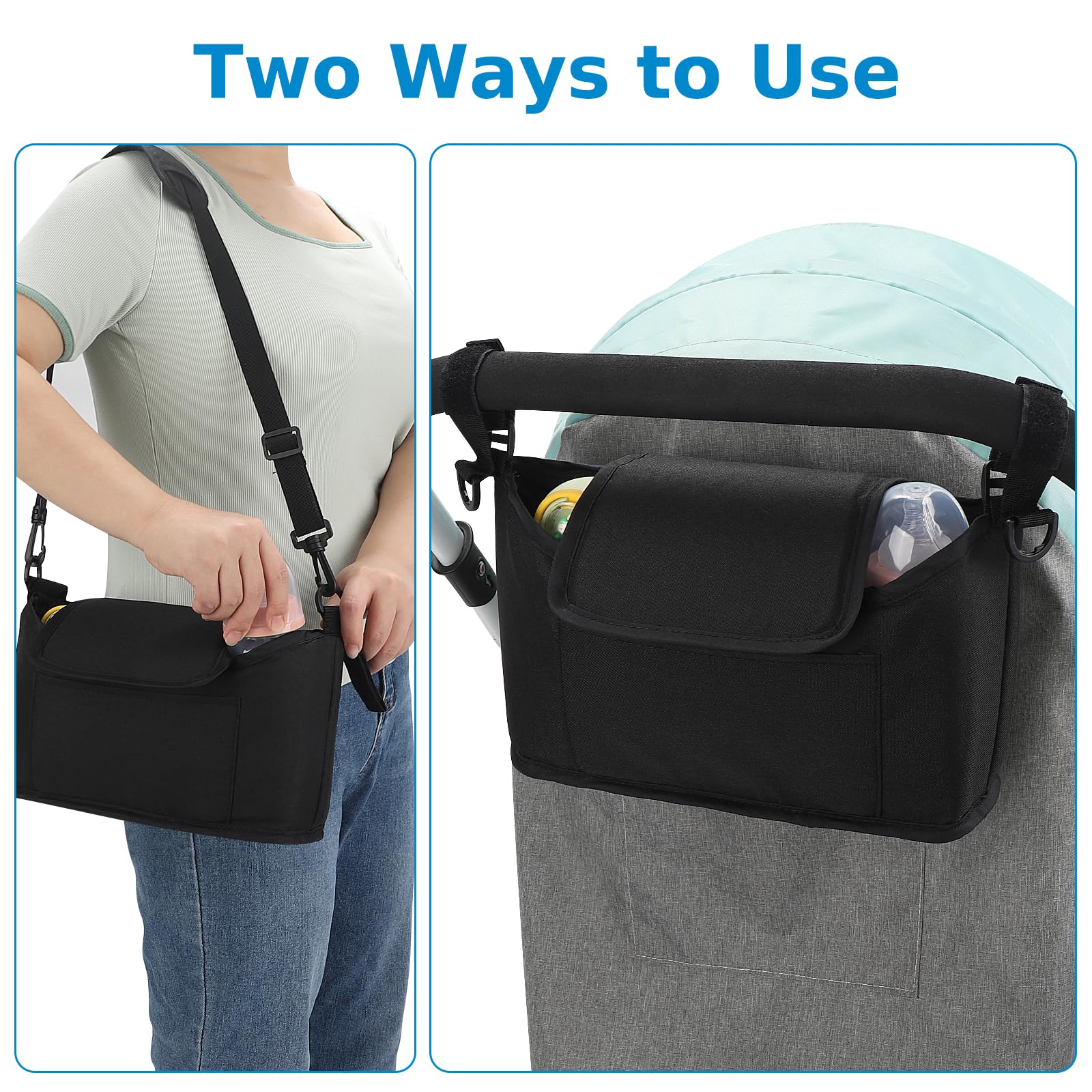 Accmor Universal Stroller Organizer - Waterproof Stroller Caddy with Multiple Pockets for Diapers, Bottles & Toys - Fits Uppababy, Baby Jogger, Nuna, Doona, Britax Strollers - Perfect for Shopping, Walks & Travel with Baby