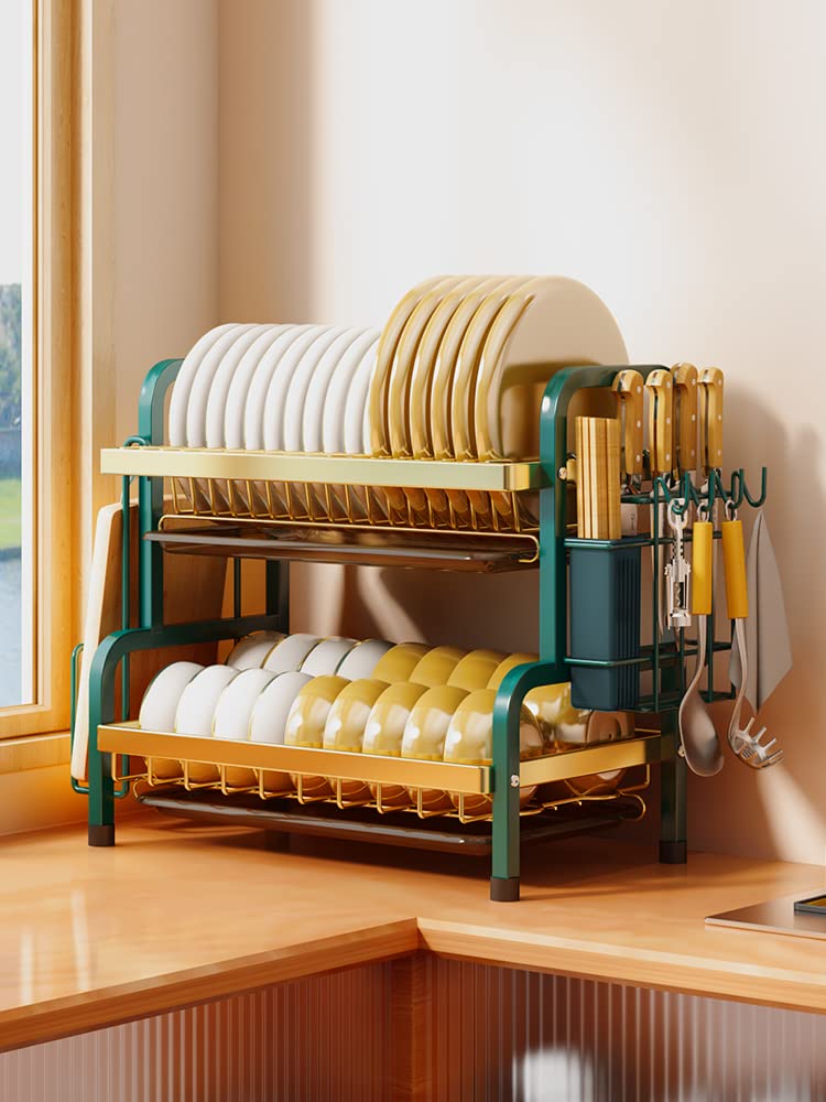 Premium Stainless Steel Kitchen Dish Drying Rack - 53cm Countertop Bowl Drainer, Multi-Functional Tableware Storage Organizer for Dishes, Cups & Utensils (Color B) - Perfect for Small Kitchens, Apartments & Dishwashing Areas