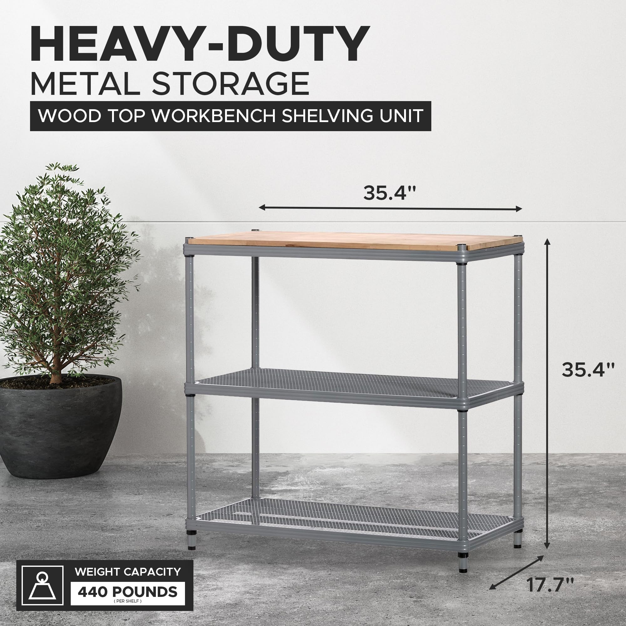 Metal and Wood Storage Shelf - 35.4