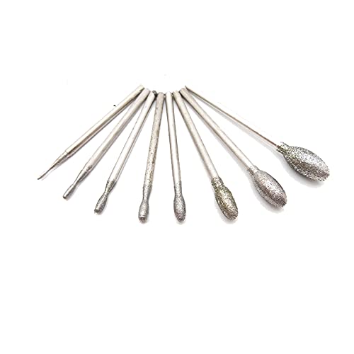 8 Pcs 400 Grit Fine Polishing Diamond Coated Grinding Tips - 2.35mm Mandrel Diamond Mounted Carving Tools for Rotary Tools (G Type Egg Shape) - Perfect for Jewelry Making, Metal Polishing & DIY Crafts