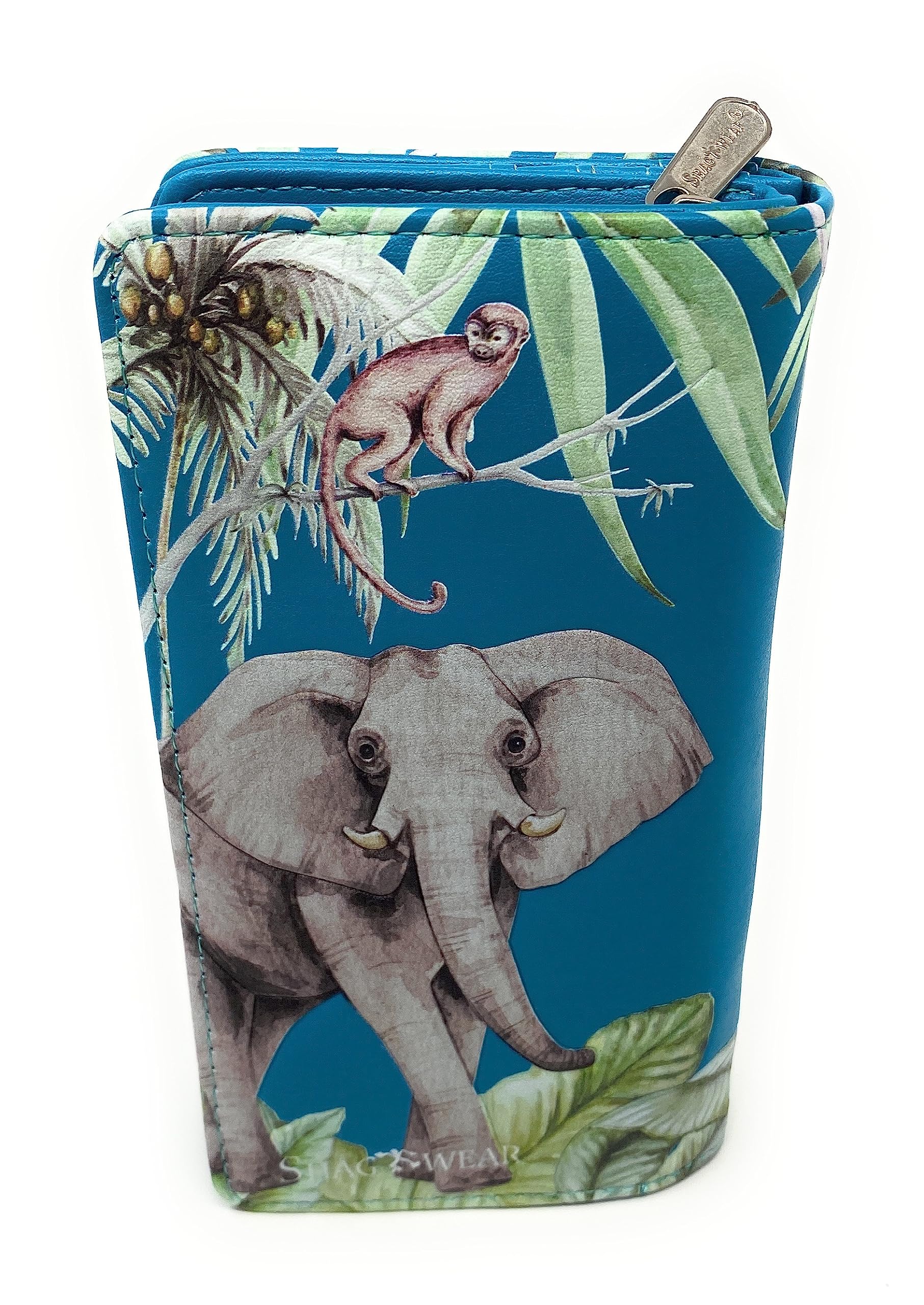 Shag Wear Elephant Jungle Large Animal Wallet for Women & Teens - Vegan Faux Leather 7