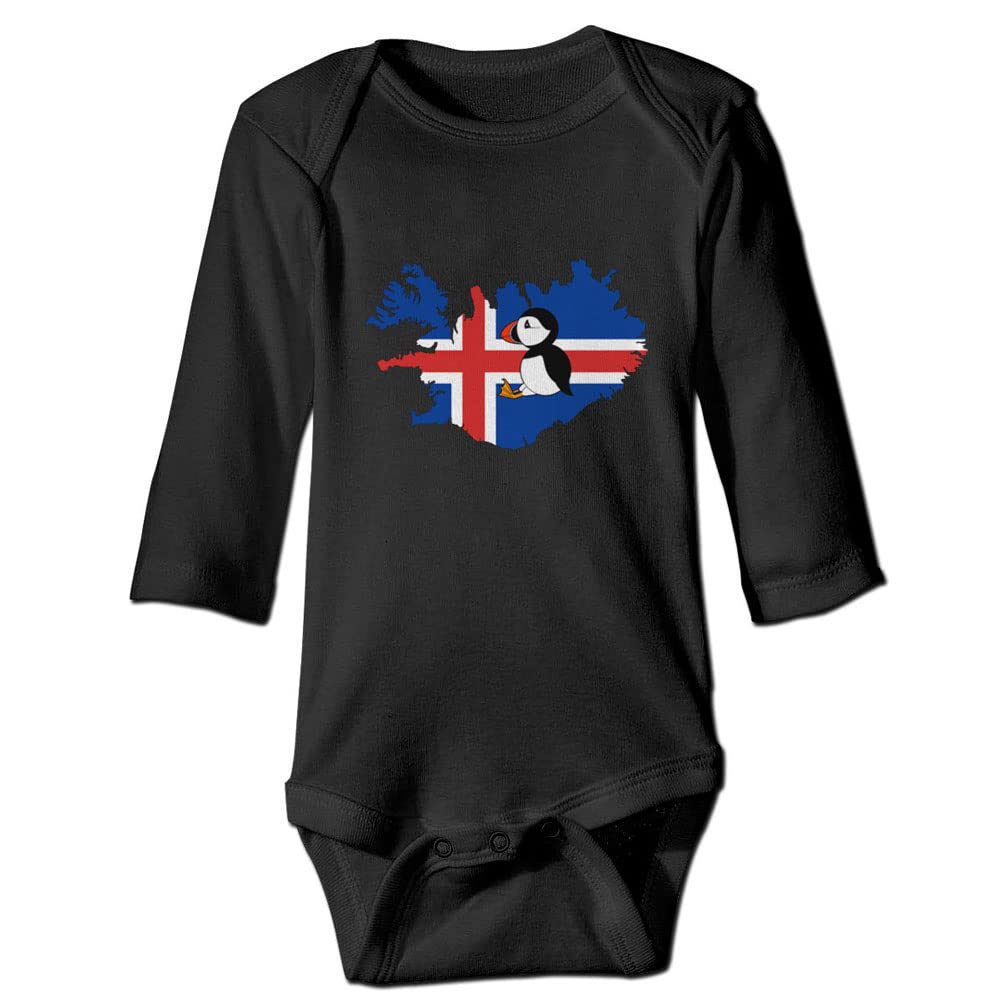 Iceland Flag Map Puffin Baby Bodysuit - Cute Newborn Onesie with National Symbol - Soft Infant Clothes for Boys & Girls - Perfect for Travel, Photo Shoots & Cultural Events