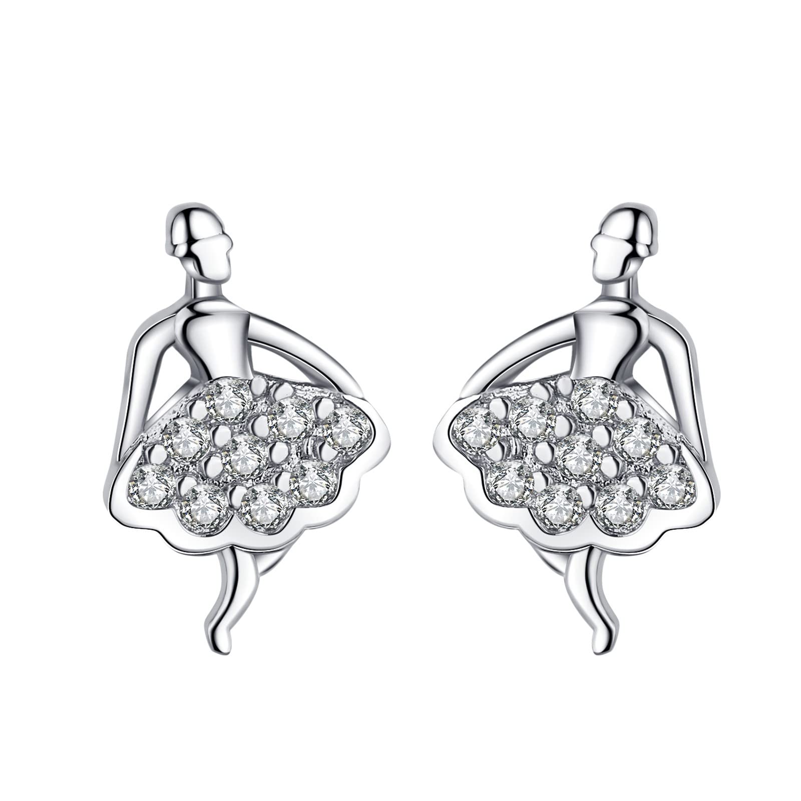 Trendy Silver Ball Earrings with Micro-Inlaid Zircon for Women - Elegant Skirt Short Design, Perfect for Parties, Dating & Office Wear