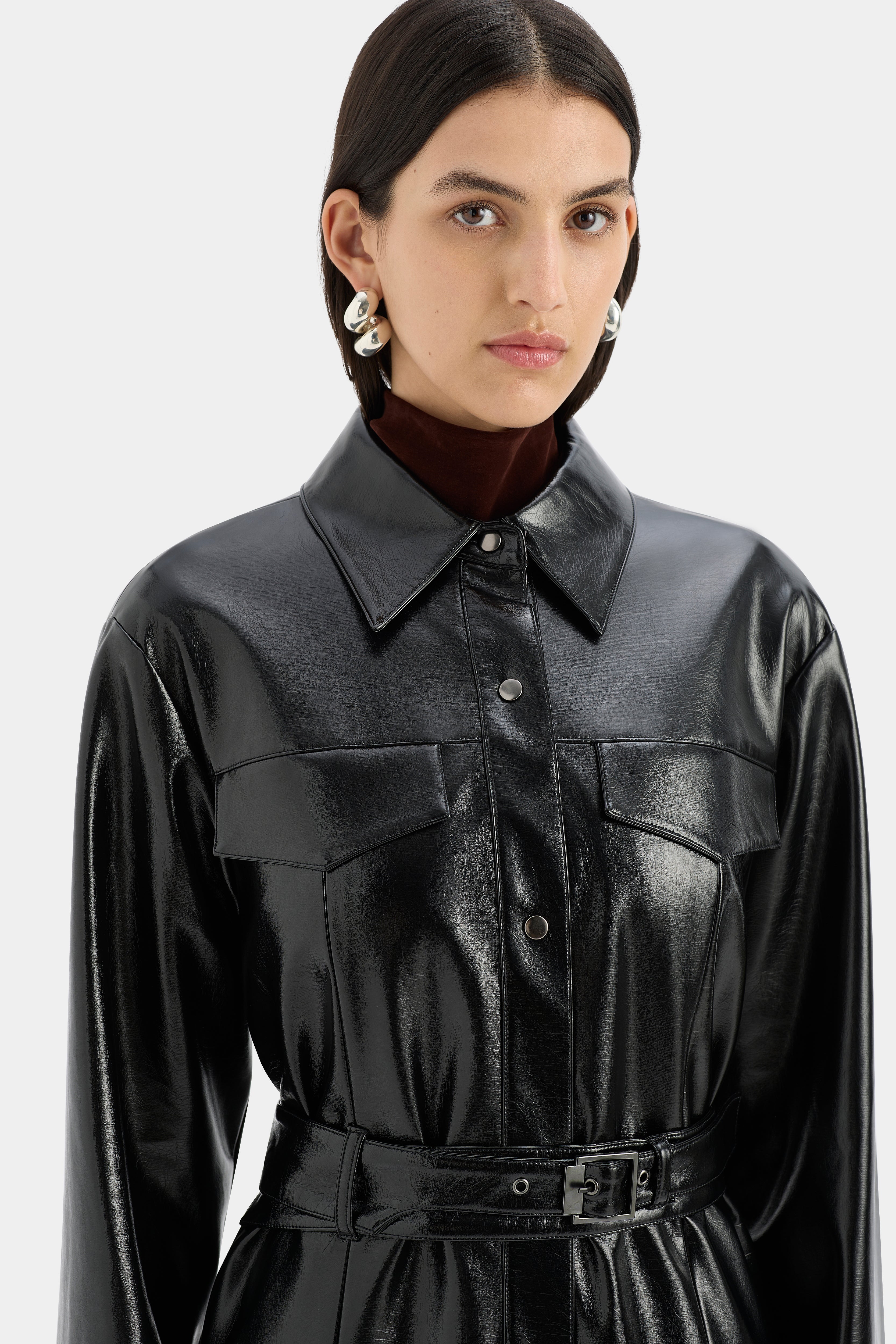 Midnight Black Trench Coat for Women - Elegant Long Waterproof Overcoat for Fall & Winter | Perfect for Office, Evening Out, and Formal Events