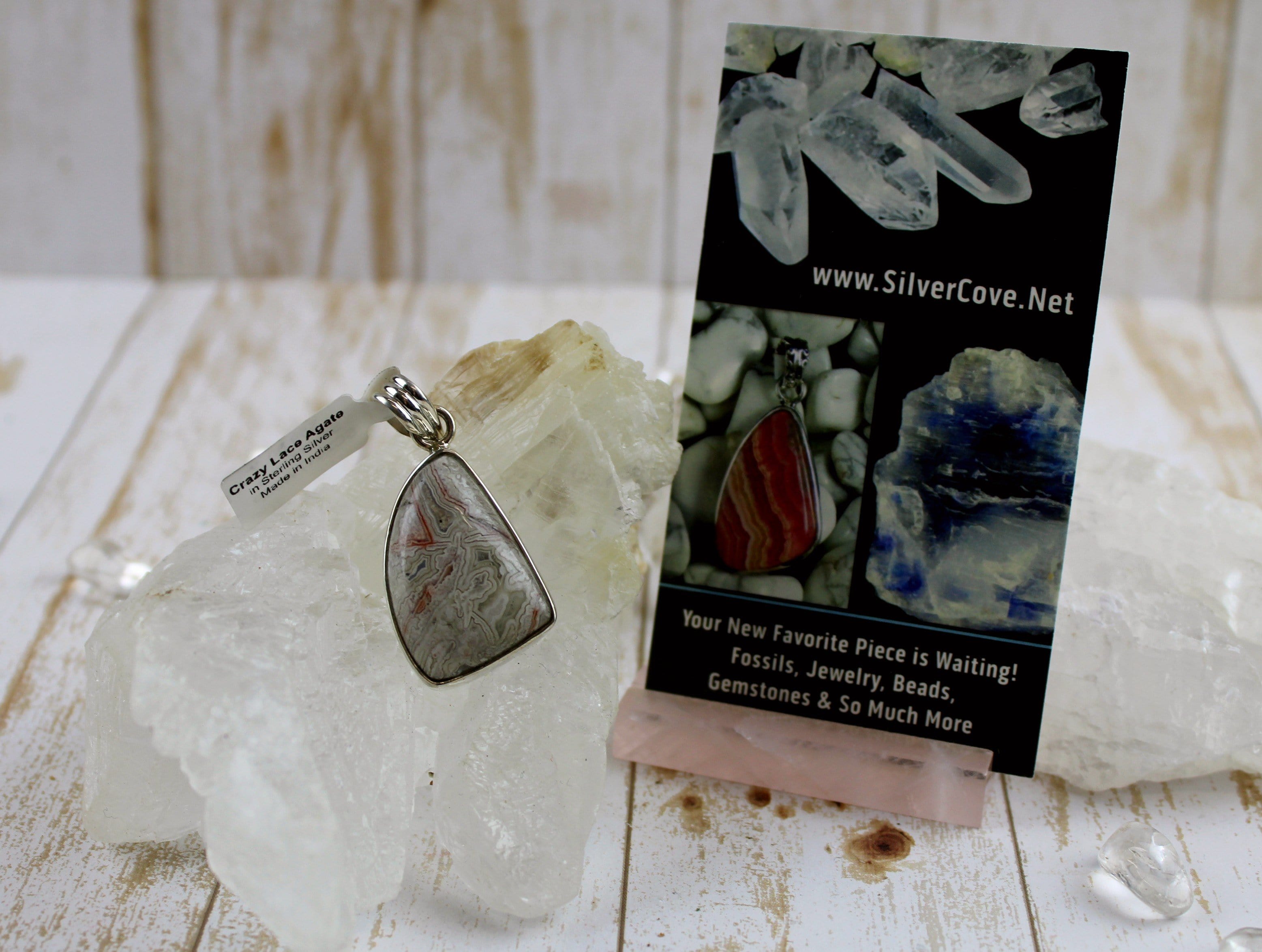 Natural Crazy Lace Agate Pendant Necklace - Handmade Silver Jewelry for Women - Perfect for Boho Style, Spiritual Healing & Everyday Wear