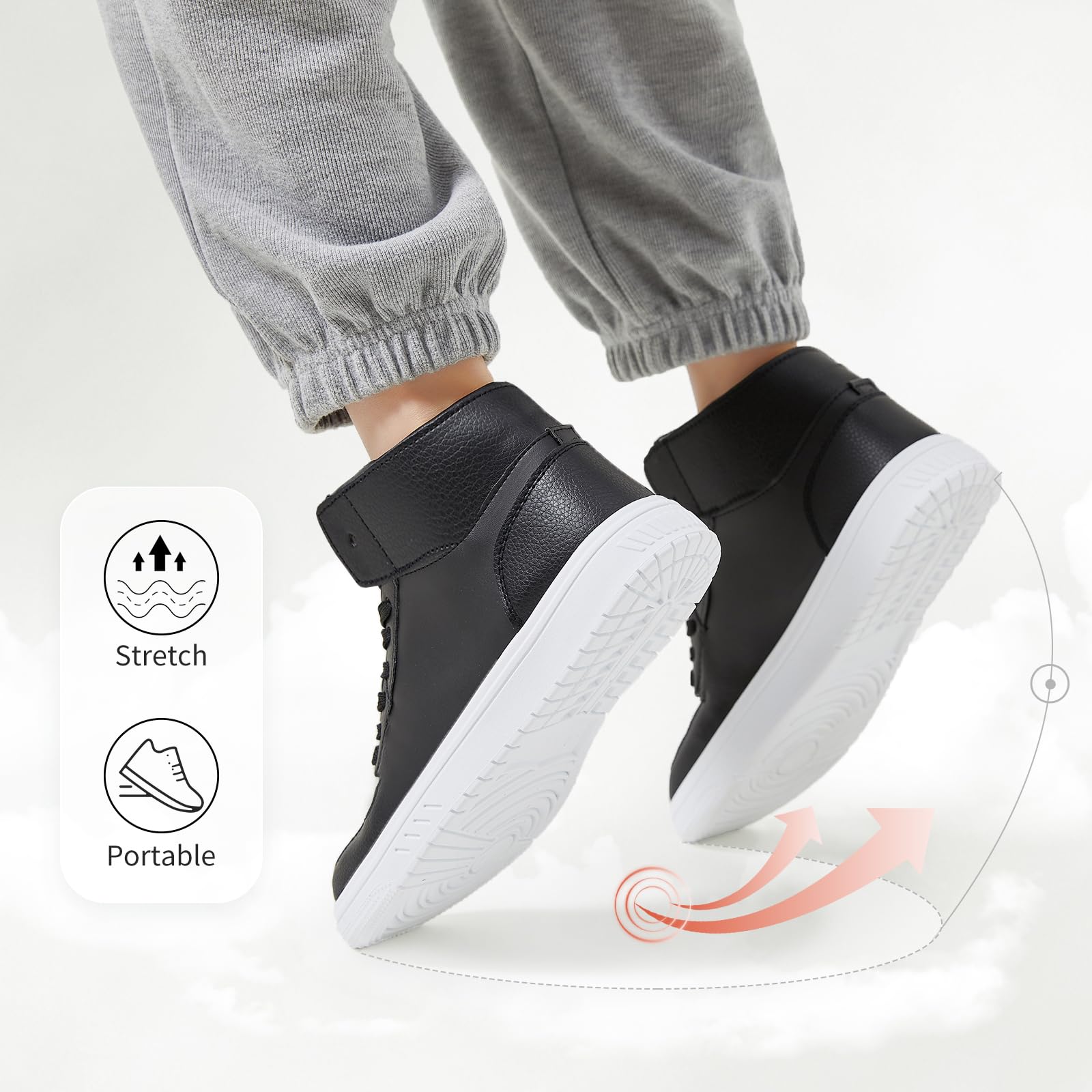 XRH Women's High Top Sneakers - PU Leather Running Shoes, Non-Slip Walking & Athletic Tennis Shoes for Women - Perfect for Gym, Workout, Casual Wear & Street Fashion