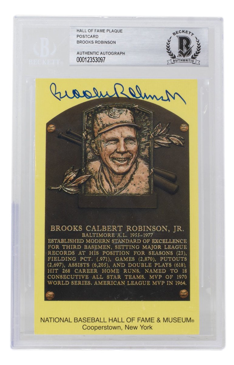 Brooks Robinson Autographed Baltimore Orioles Hall of Fame Plaque Postcard - BAS 097 - Certified Slabbed Collectible for Baseball Memorabilia Displays & Fan Collections