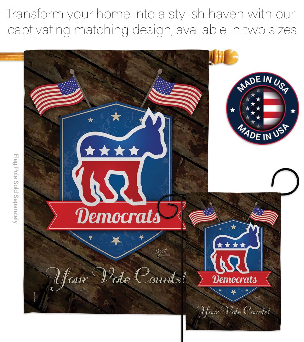 Democrats Patriotic House Flag Set 28x40 with Flagpole - Outdoor Decor