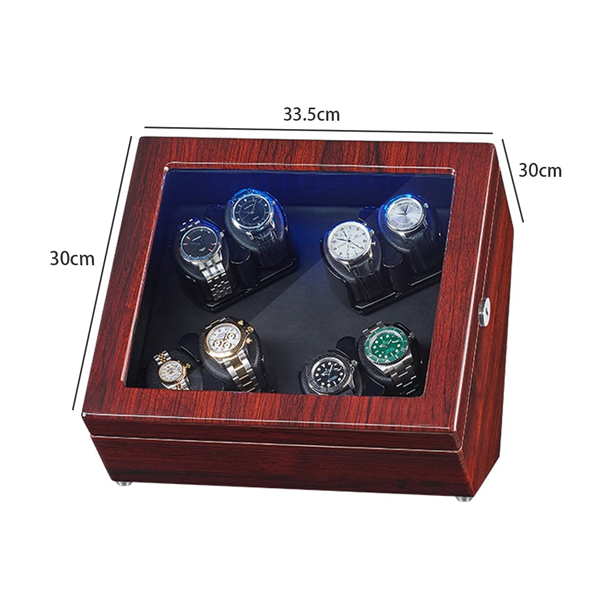 **Automatic Watch Winder for 8 Watches – Quiet Japanese Mabuchi Motor, LED Display, Adjustable Watch Pillows – Fits Men & Women (Black) – Perfect for Watch Collectors & Luxury Storage**