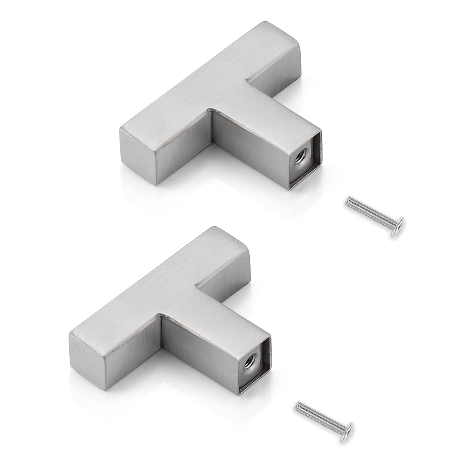 Gobrico 15 Pack Square Cabinet Pulls - Brushed Nickel Stainless Steel Drawer Handles, 2 Inch (50mm) T-Bar Dresser Knobs for Kitchen Cabinets, Wardrobes & Furniture Hardware (Modern Home Decor Upgrade)
