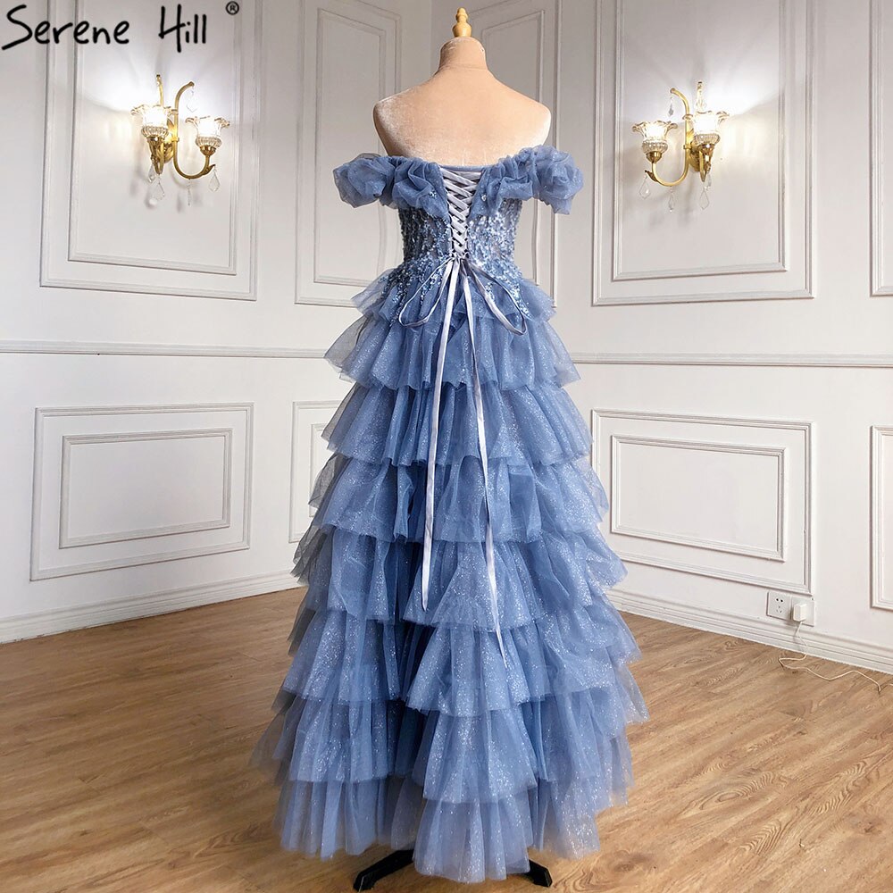 Serene Hill Lilac A-Line Evening Dresses for Women 2025 - Beaded Tiered Sexy Gown for Wedding, Party & Special Occasions | LA71414