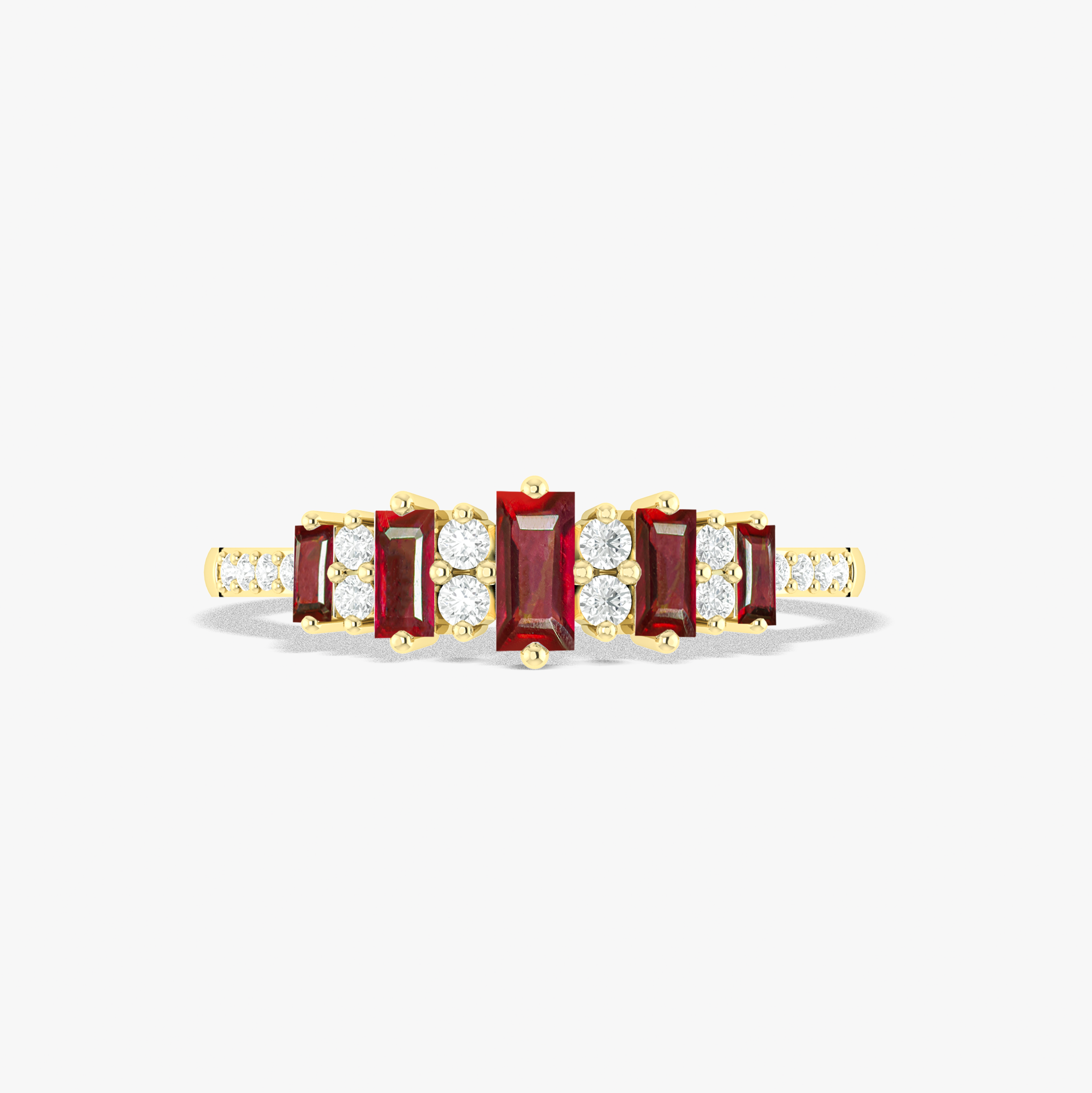 Natural Red Baguette Ruby Gemstone Ring for Women - Elegant Vintage Style 925 Sterling Silver Jewelry - Perfect for Engagement, Wedding & Special Occasions