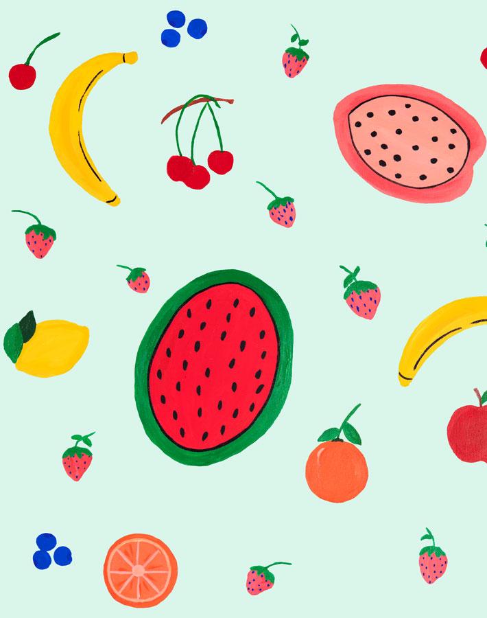 Fruit Punch Wallpaper by Carly Beck - Robins Egg Blue Peel & Stick Removable Wallpaper - Perfect for Nursery, Bedroom, or Home Office Decor