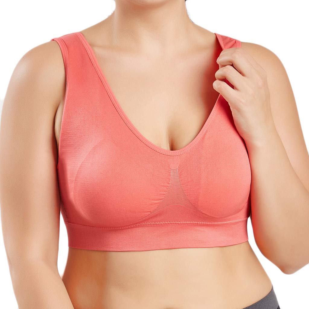 Women's Plus Size Sports Bras - Ultra-Thin Full Coverage Yoga Bra for Fitness & Workouts - Breathable Support for Running, Gym, Pilates (Orange, XXXXXL)