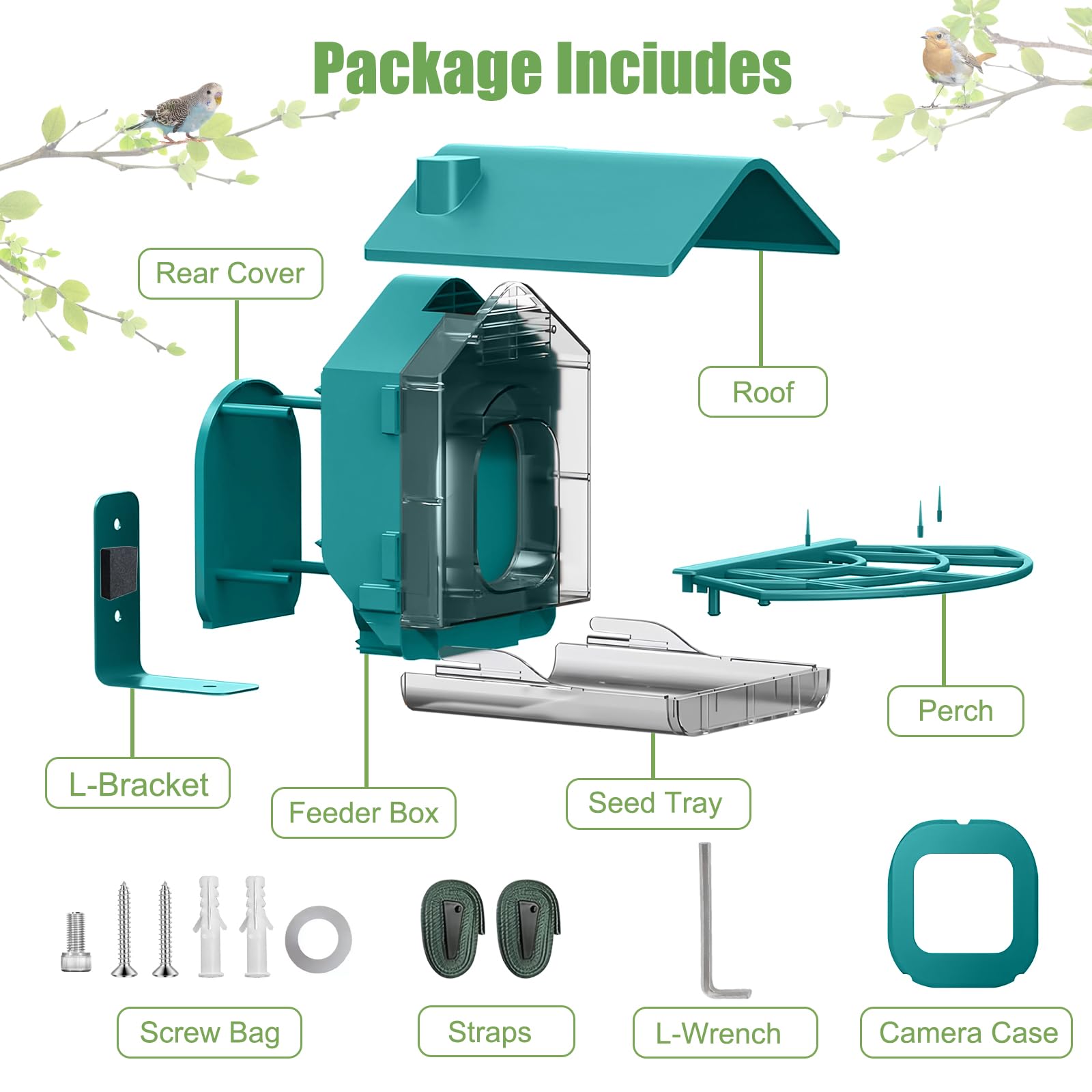 Smart Bird Feeder with Camera Case - Compatible with Blink Outdoor 3 & 4 Cameras - Weatherproof Outdoor Bird Watching Accessory - Perfect for Backyard Wildlife Monitoring & Nature Enthusiasts (Camera Not Included)