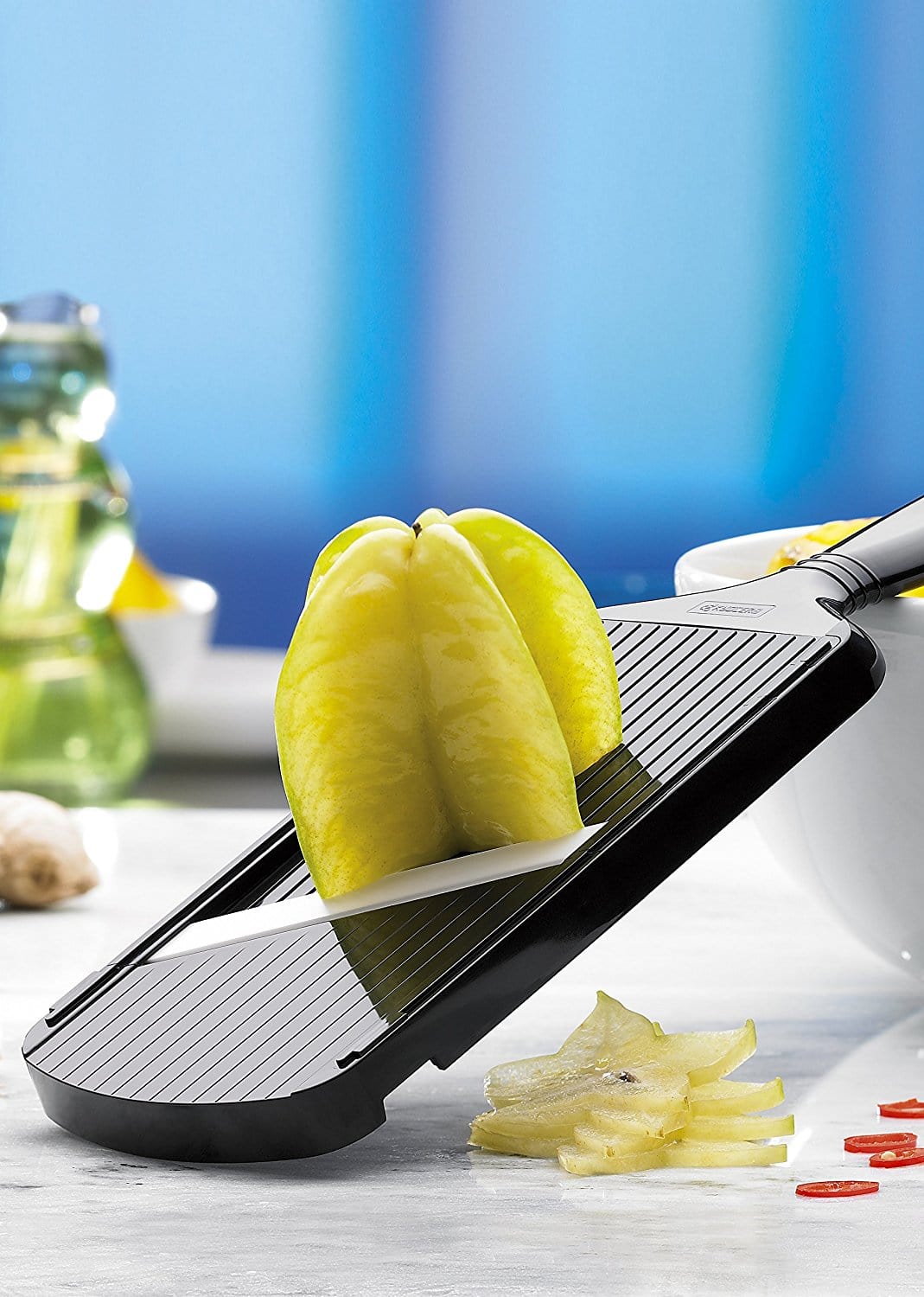 Kyocera Adjustable Ceramic Mandoline Slicer - Premium Vegetable & Fruit Cutter for Kitchen, Salad Prep & Healthy Cooking