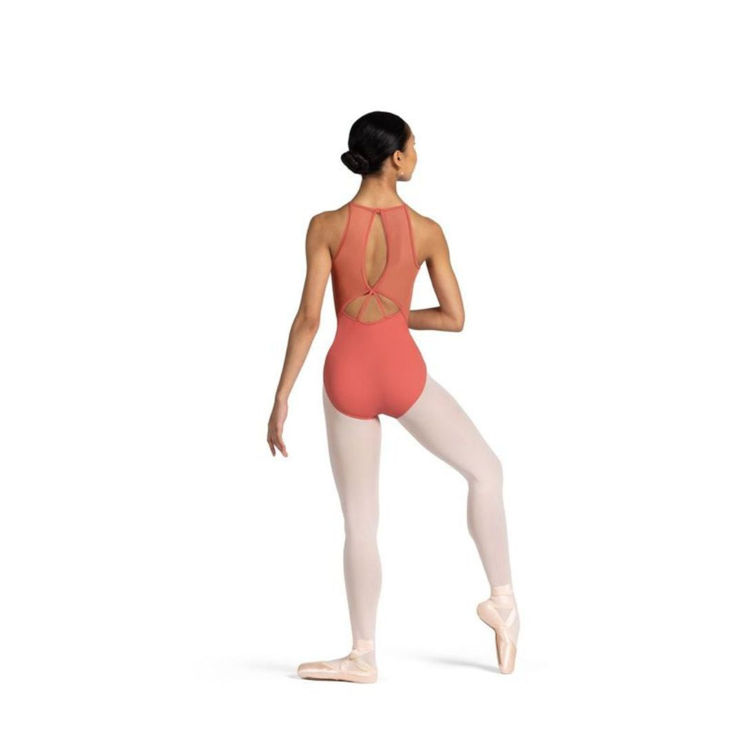 Bloch Women's Peach Cassia High Neck Open Back Dance Leotard - Perfect for Ballet, Jazz & Contemporary Dance Performances