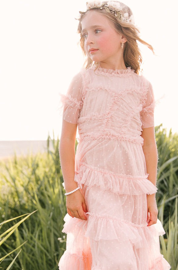 Whimsical Mini Maxi Dress in Blush Pink - Perfect for Summer Beach Vacations & Boho Date Nights