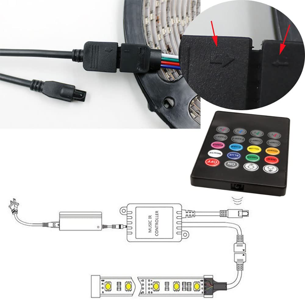 20-Key Infrared Music Controller & IR Remote with Sound Sensor for 5050/3528/5630 RGB LED Strip Lights - Dual Output for Home Theater, Party Lighting & Smart Home Automation
