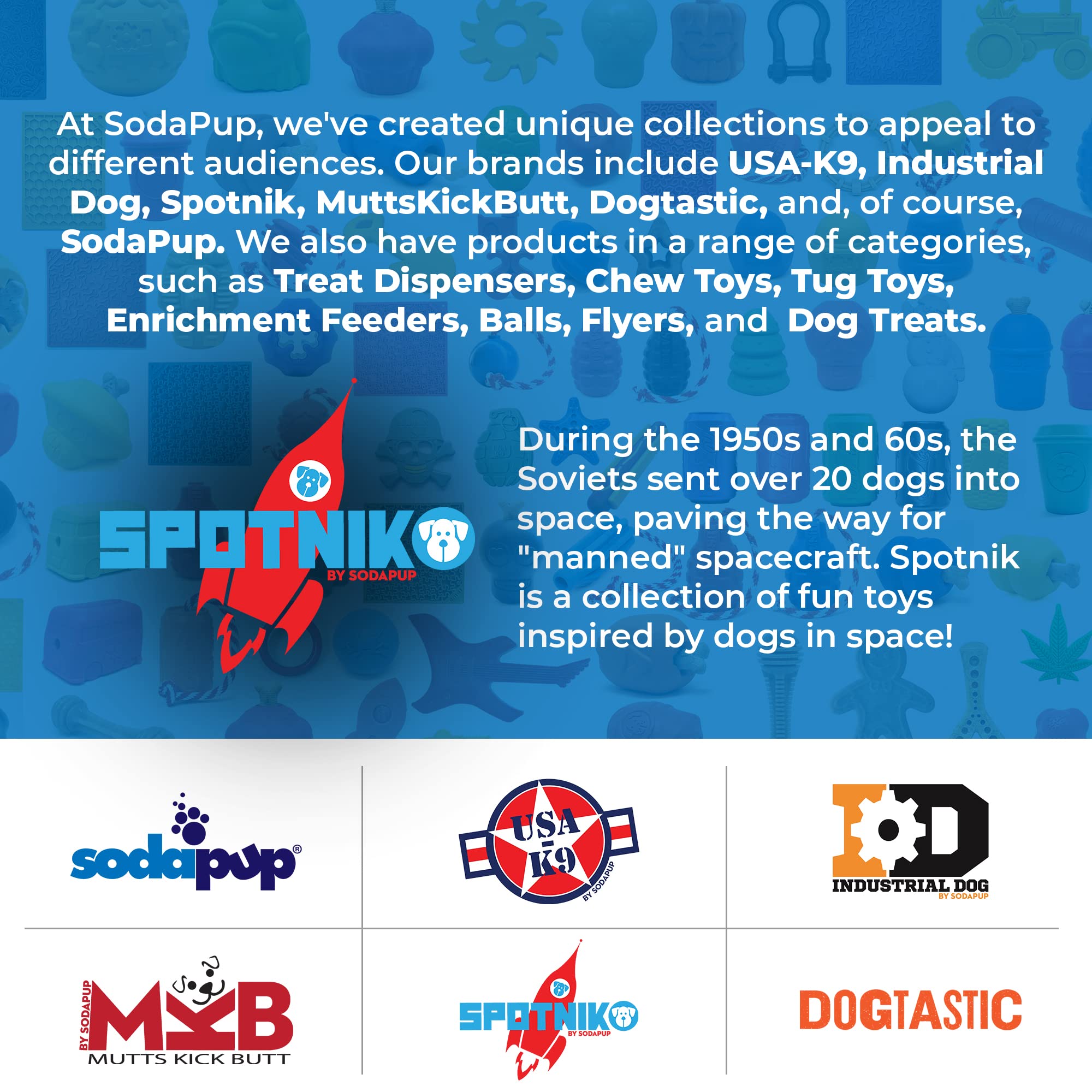 SodaPup Spotnik Rocketman - Durable Dog Chew Toy & Treat Dispenser | Non-Toxic Natural Rubber | Made in USA | Mental Stimulation & Anxiety Relief | Perfect for Aggressive Chewers, Training & Playtime