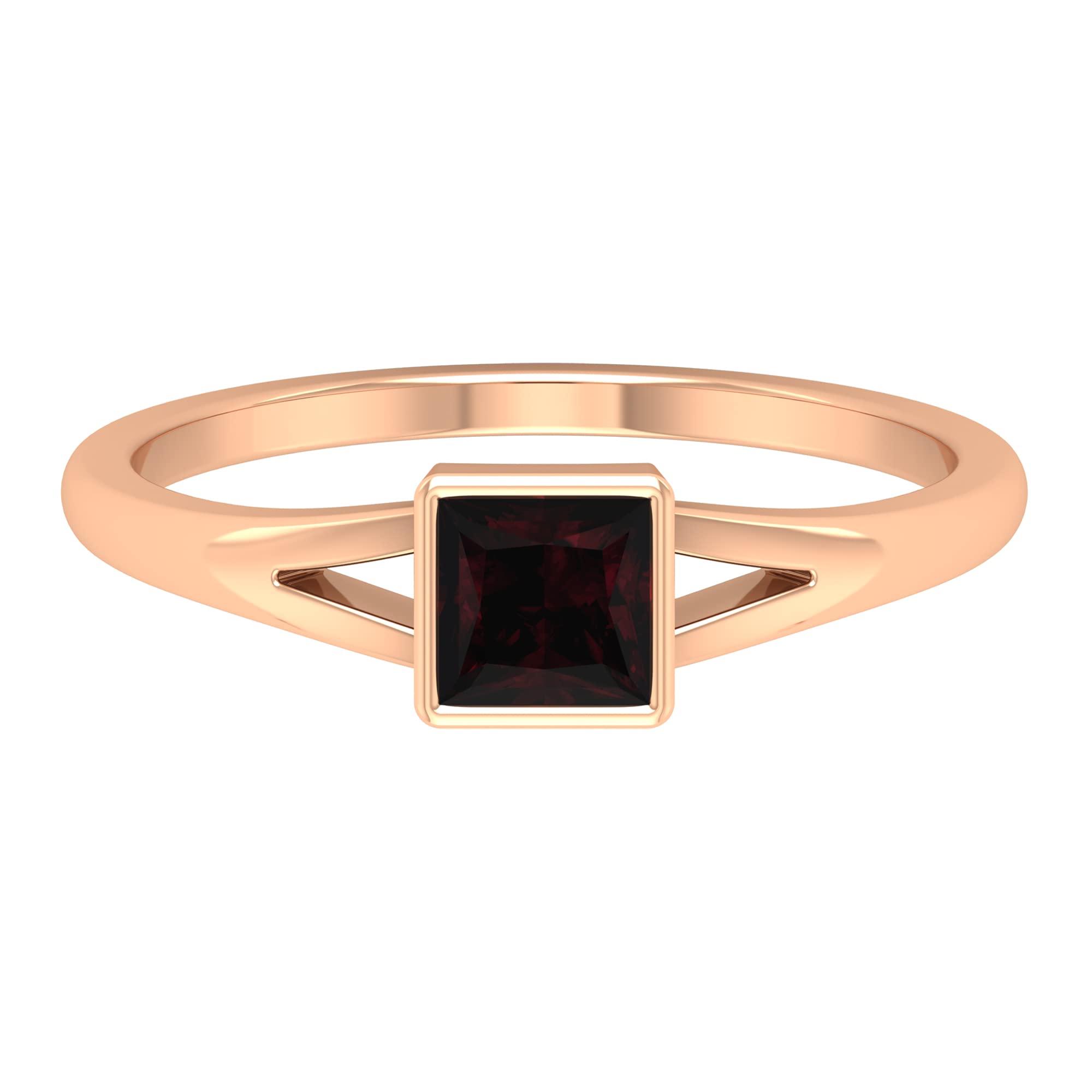 1/2 CT Princess Cut Red Garnet Solitaire Promise Ring for Women - 14K Solid Gold Engagement Ring, Anniversary Gift, Valentine's Day Jewelry Present