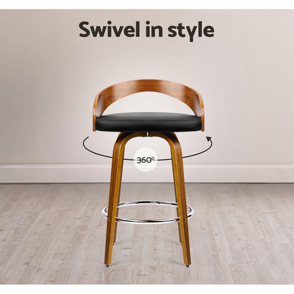 4 Bar Stools with Swivel Seat & Curved Backrest - Modern Kitchen Island & Breakfast Nook Seating for Home & Restaurant