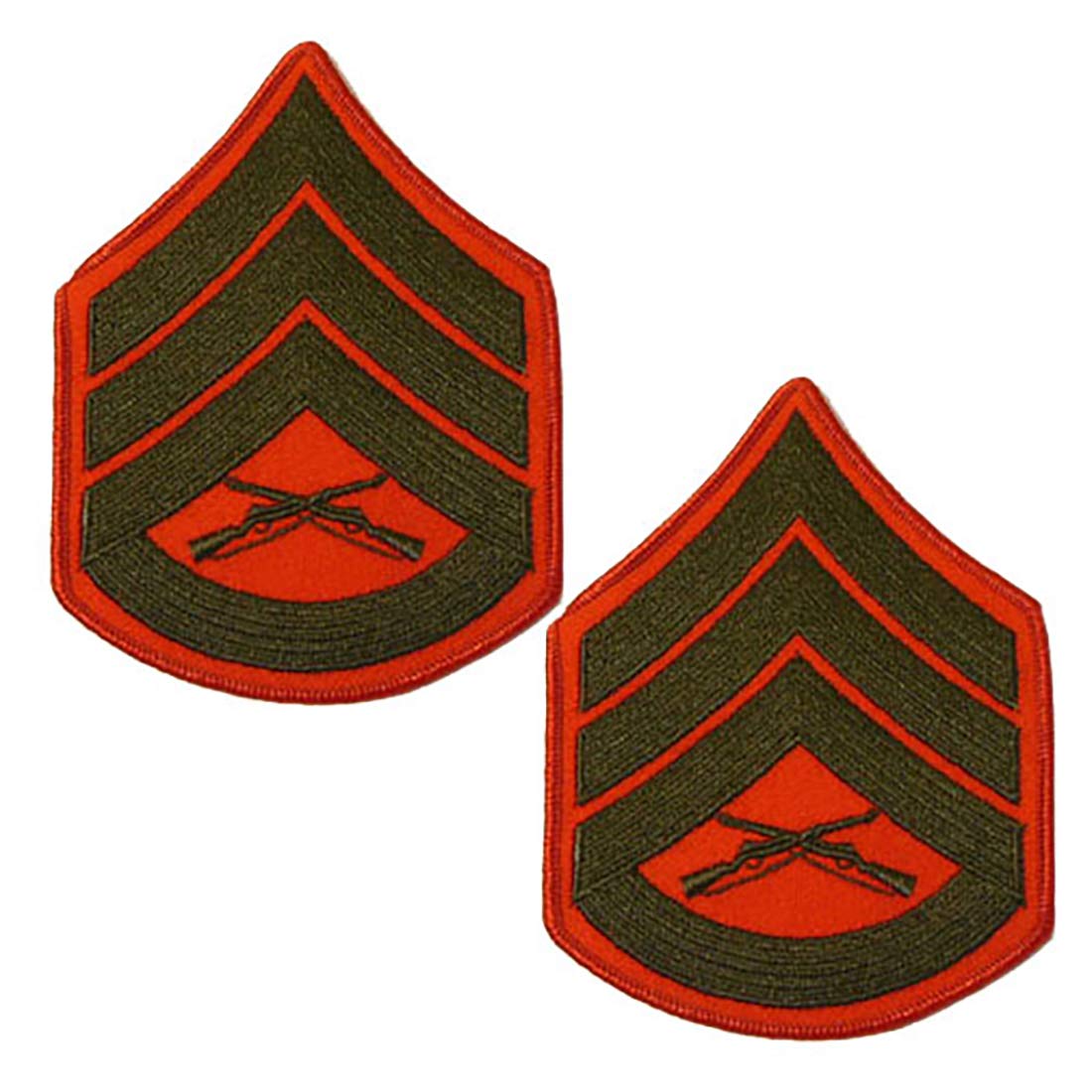 USMC Chevron Green on Red Enlisted Rank Patch - Official US Marine Corps Military Insignia for Uniforms, Tactical Gear & Collectibles | Perfect for Veterans, Cosplay & Display