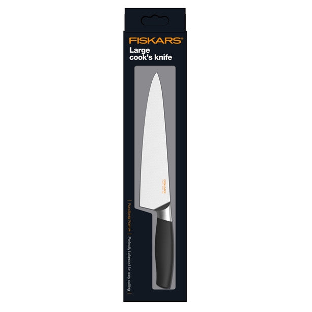 Fiskars Function Form+ L Cook's Knife 20cm - High-Quality Kitchen Knife for Professional Chefs & Home Cooking - Perfect for Chopping, Slicing, and Dicing Vegetables, Meat, and Herbs