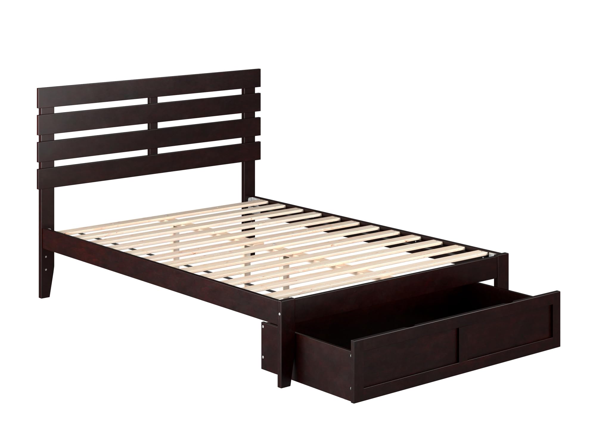 AFI Oxford Full Size Platform Bed Frame with Storage Drawer & USB Charging Station - Espresso Finish, Modern Bedroom Furniture for Small Spaces & Apartments
