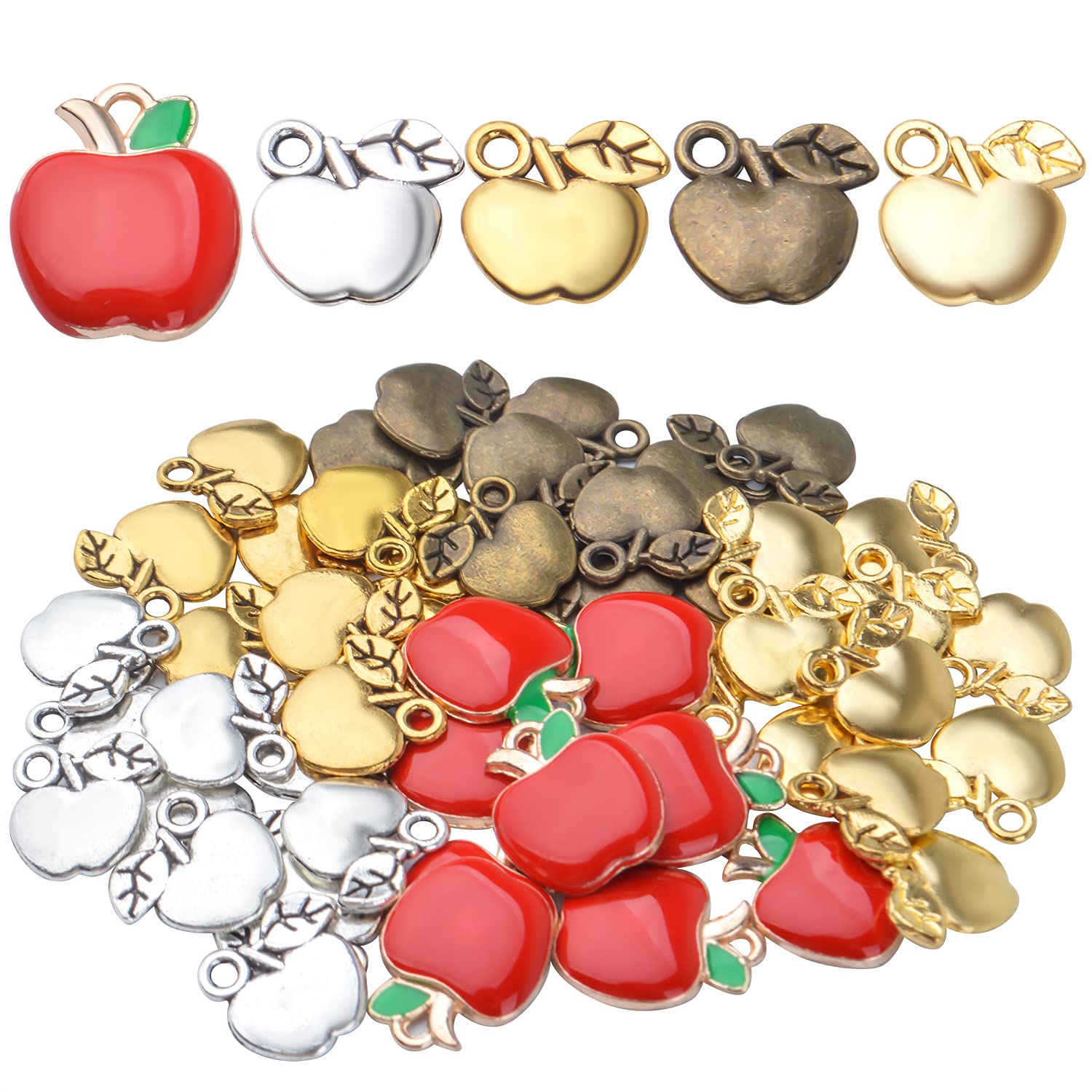 Apple Charms Enamel Fruit Pendants - DIY Jewelry Making Supplies for Earrings, Necklaces & Bracelets - Perfect for Handmade Gifts, Party Favors & Craft Projects