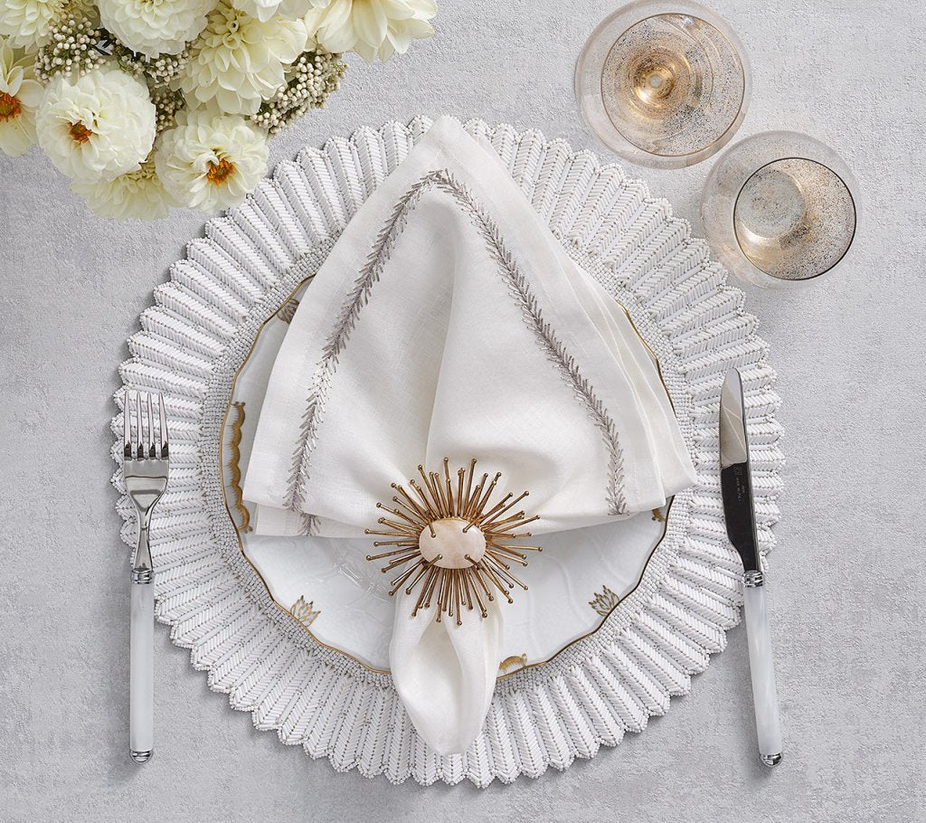 Premium White Lumina Placemats Set of 2 - Elegant Table Setting for Dining Room, Kitchen & Home Decor - Waterproof & Easy Clean Place Mats for Everyday Use & Special Occasions