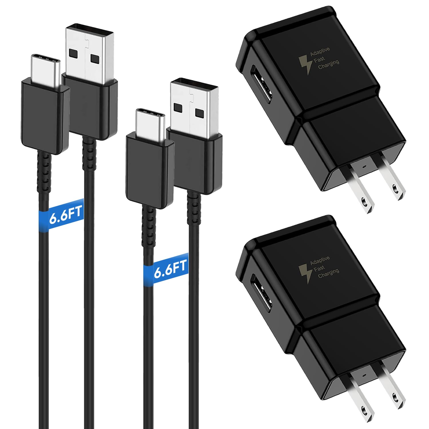 Fast Charging USB C Wall Charger & 6ft Cable - Compatible with Samsung Galaxy S25/S24/S23/S22/S21/S20/S10/S9/S8/Note 20/10/9/8 - Type C Charger Block for Android Phones - Perfect for Home, Office & Travel Charging