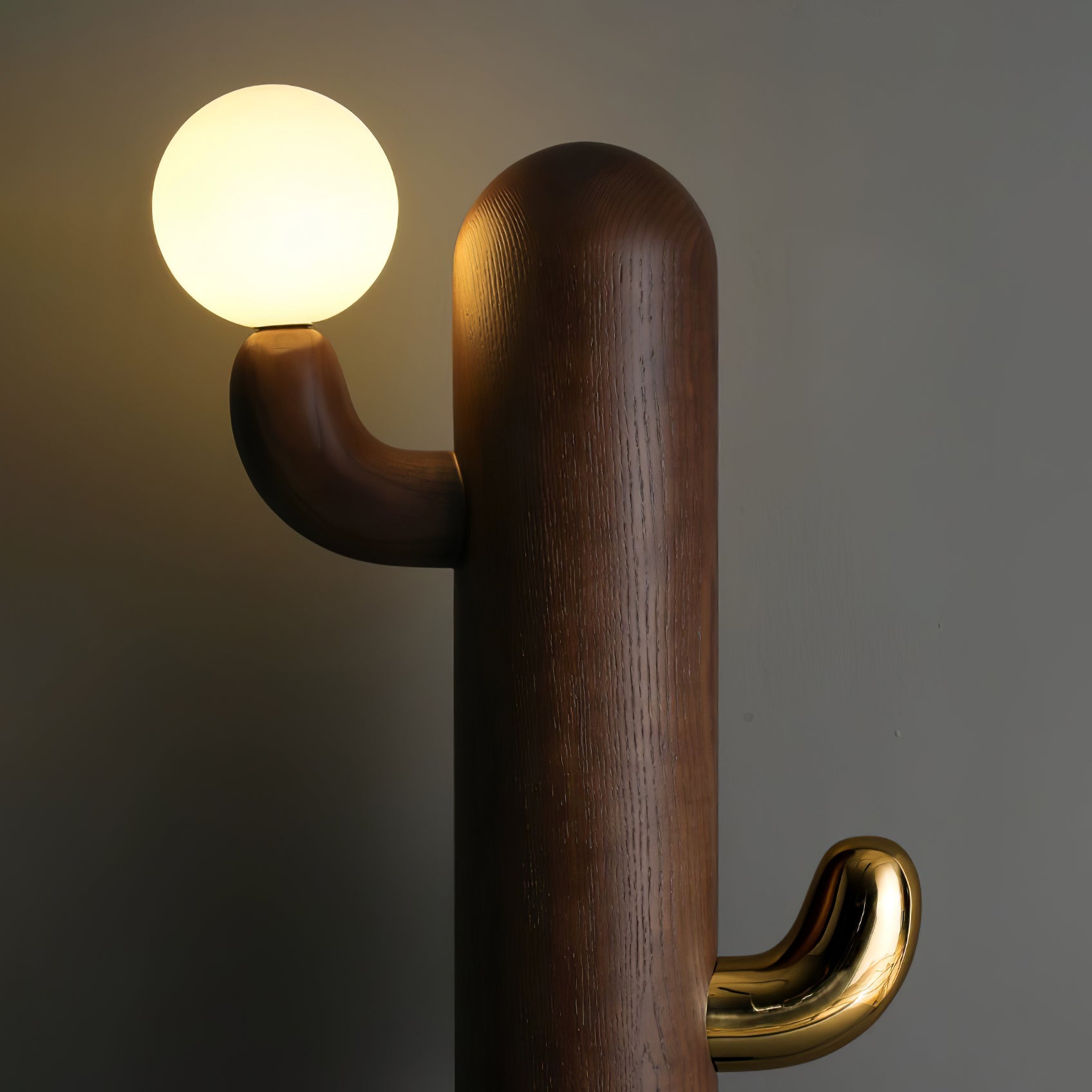 Modern Cactus Wood Floor Lamp - Handcrafted Natural Wood Standing Light for Living Room, Bedroom & Office - Perfect for Ambient Lighting and Home Decor