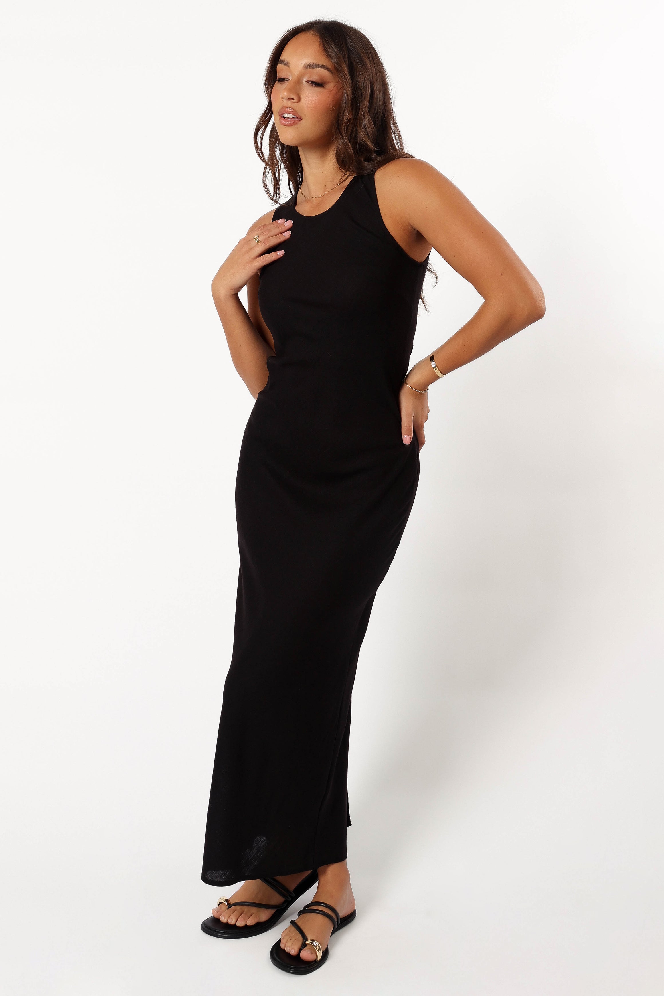 Ellis Maxi Dress for Women - Elegant Black Long Flowy Dress for Summer, Beach, and Casual Outings