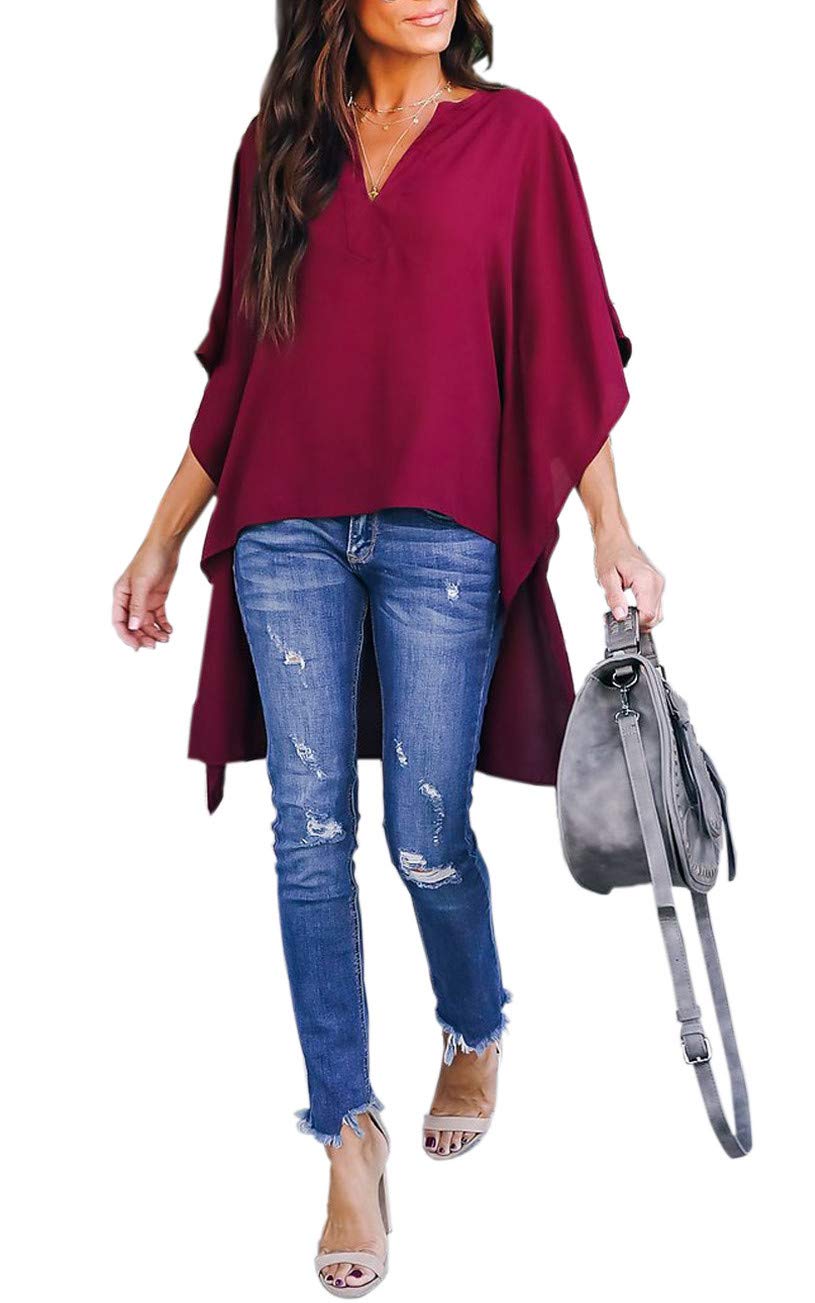 Women's Ruffle Long Sleeve Asymmetric High-Low Blouse Top Shirt Dress - Elegant Clubwear for Parties, Date Nights & Special Occasions