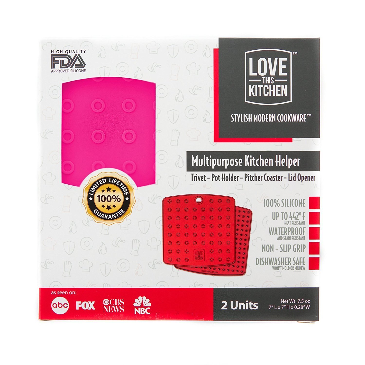 Premium Silicone Pot Holders - Heat Resistant Kitchen Trivets for Hot Pans (7x7in) - Perfect for Cooking & Baking