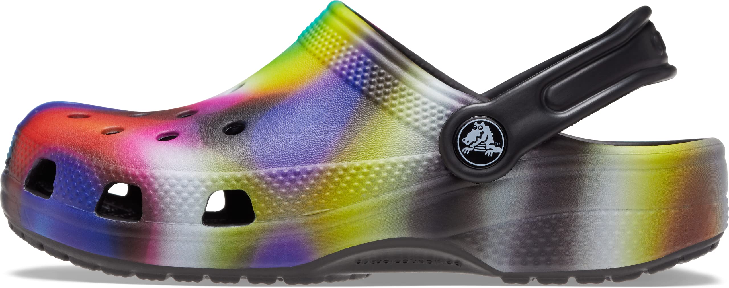 Crocs Classic Tie Dye Clogs for Kids - Solar Rainbow Color | Comfortable Slip-On Water Shoes for Boys & Girls | Perfect for Beach, Pool, and Outdoor Play | Size 6 Big Kid