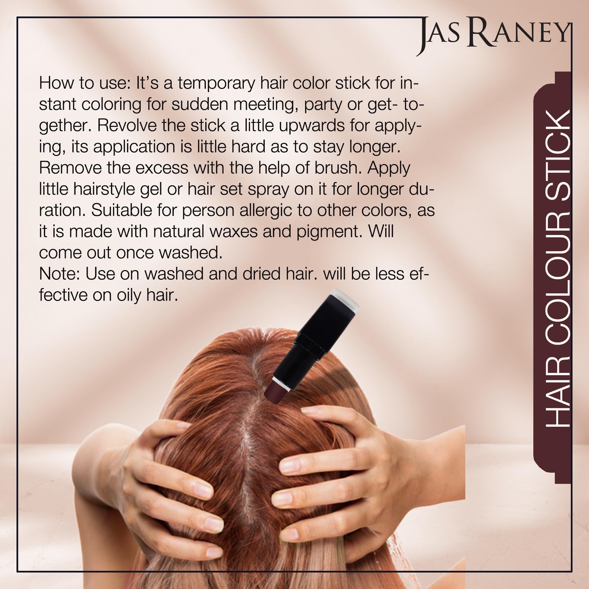 JAS RANEY Temporary Hair Color Stick for Root Touch Up - Quick & Easy Hair Coloring - Brown Hair Dye for Men & Women | Perfect for Covering Grays, Costumes & Everyday Styling