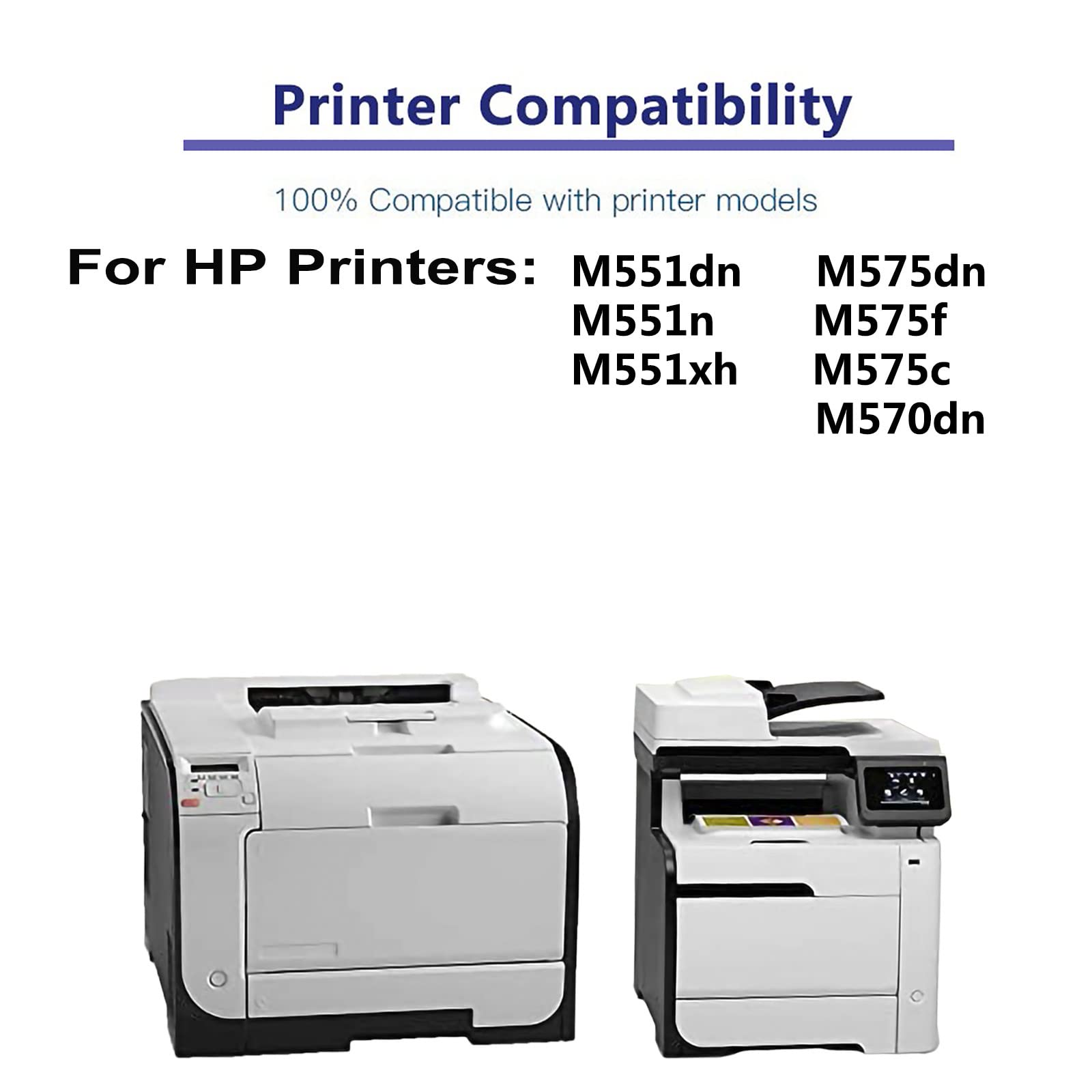10-Pack (4BK+2C+2Y+2M) High Yield 507X 507A Compatible Toner Cartridge for HP M575c M570dn Laser Printer - Office & Home Printing Solution