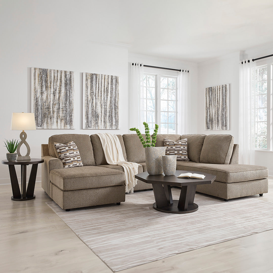 Ophannon Sectional Sofa with Chaise Lounge - Briar Fabric Upholstery | Modern L-Shaped Couch for Living Room, Family Room & Home Theater