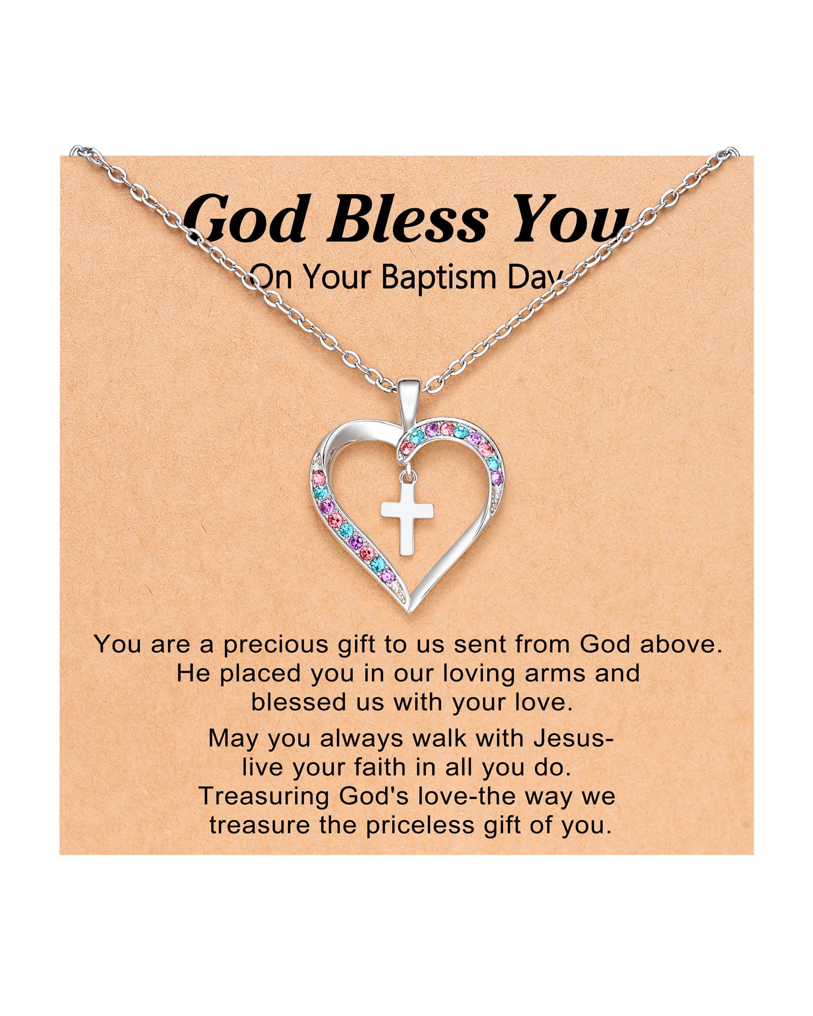 UPROMI Girls Cross Necklace - Elegant Religious Jewelry for Baptism, First Communion, Confirmation & Graduation - Perfect Back to School Gift for Teen Girls & Young Women - Ideal for Church, School & Special Occasions